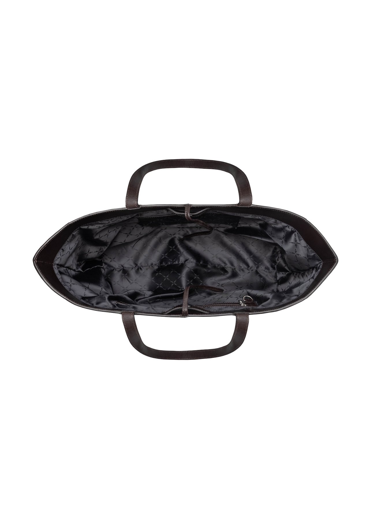 Dámska kožená kabelka TORES-1299-1H(W26) v hnedej farbe, pohľad na produkt vo vnútri na bielom pozadí.