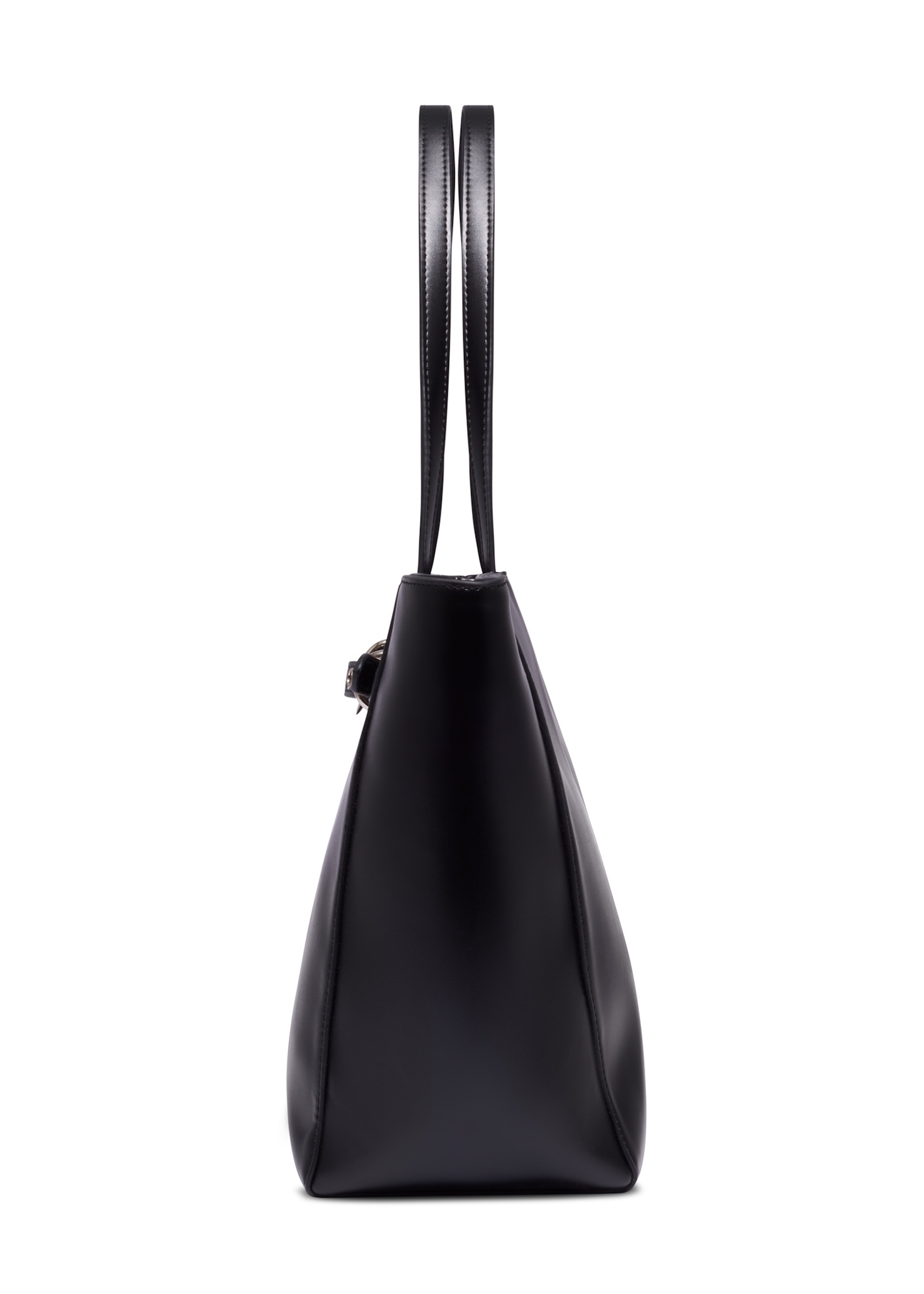Dámska nákupná taška v čiernej farbe TOREC-1340-99(Z26), bočný pohľad na produkt na bielom pozadí.