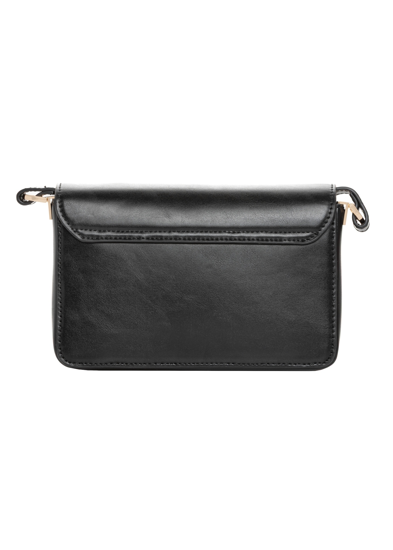 Elegantná čierna dámska kabelka TOREC-1251-99(Z26), pohľad na produkt zozadu na bielom podklade.