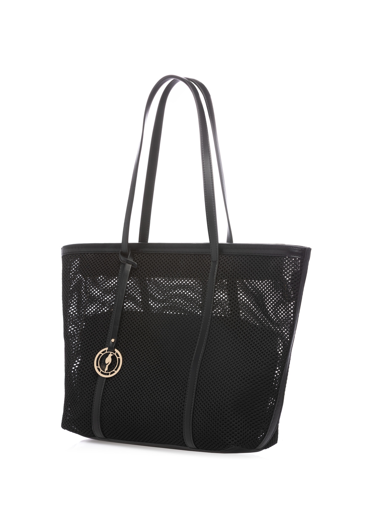 Dámska kabelka z veľkej sieťoviny TOREC-1149-99(W26), diagonálny pohľad na produkt na bielom pozadí.