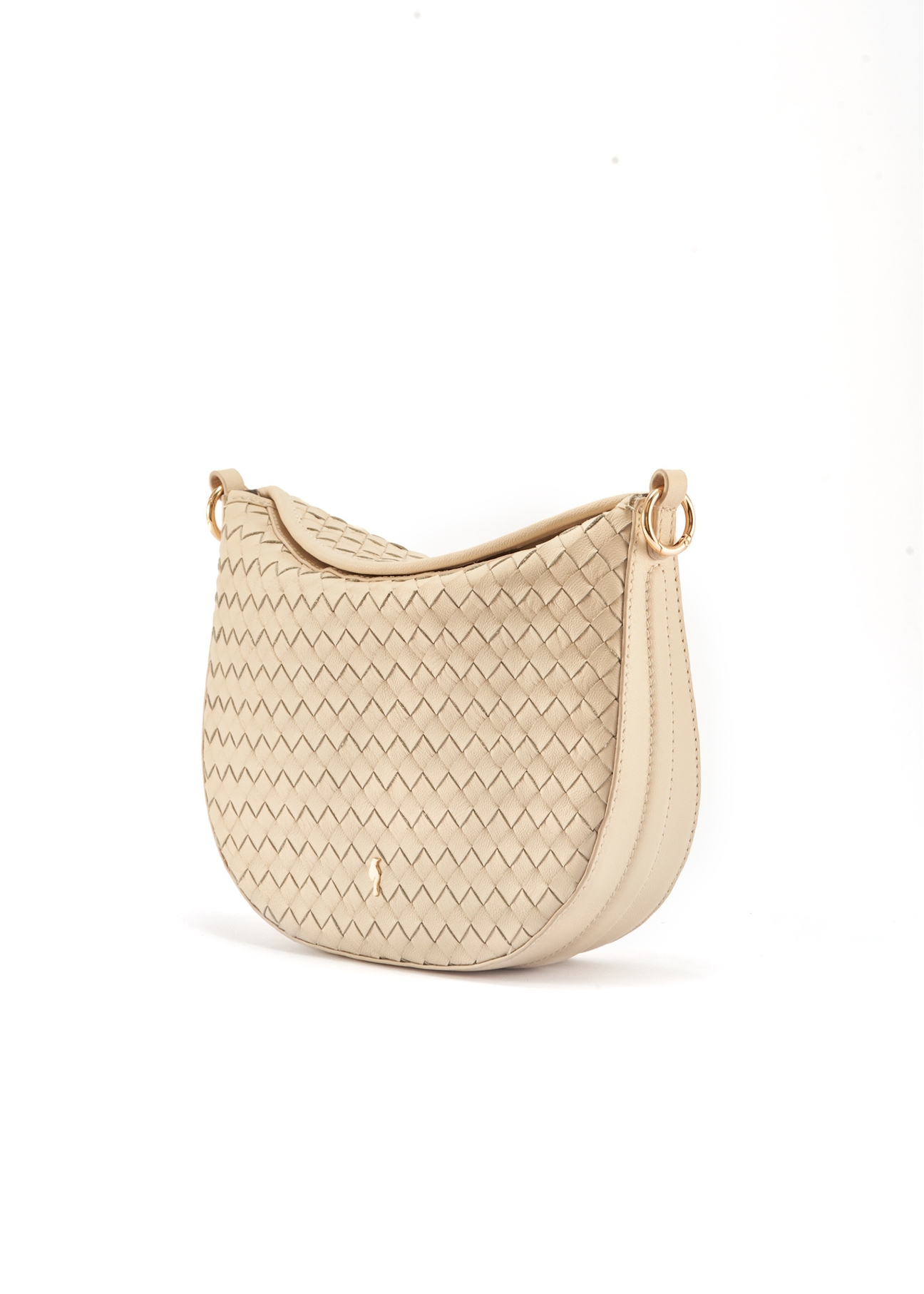 Krémová pletená kožená crossbody kabelka TORES-1109-12 (W25)-02
