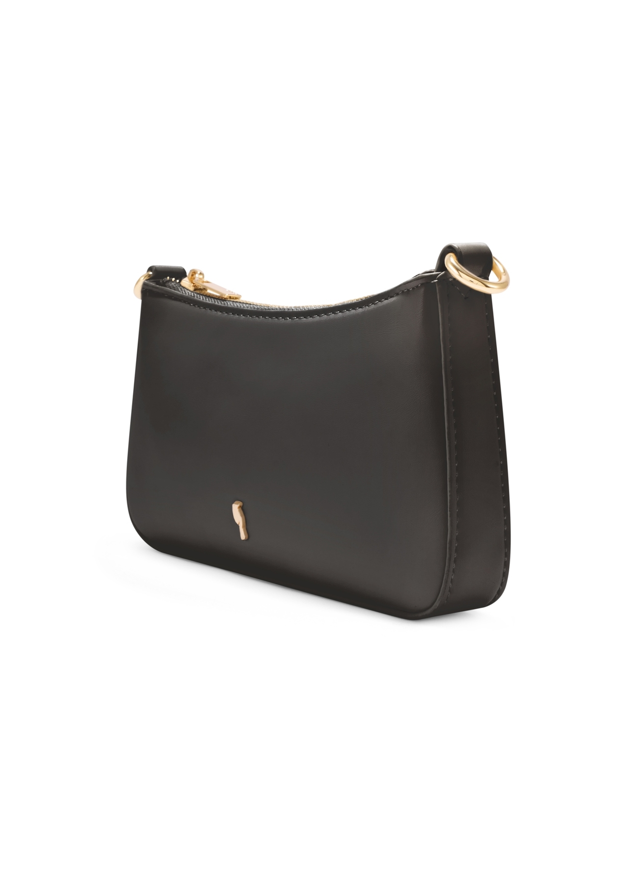 Malá čierna dámska kabelka TOREC-1188-99(W26), diagonálny pohľad na produkt na bielom pozadí.