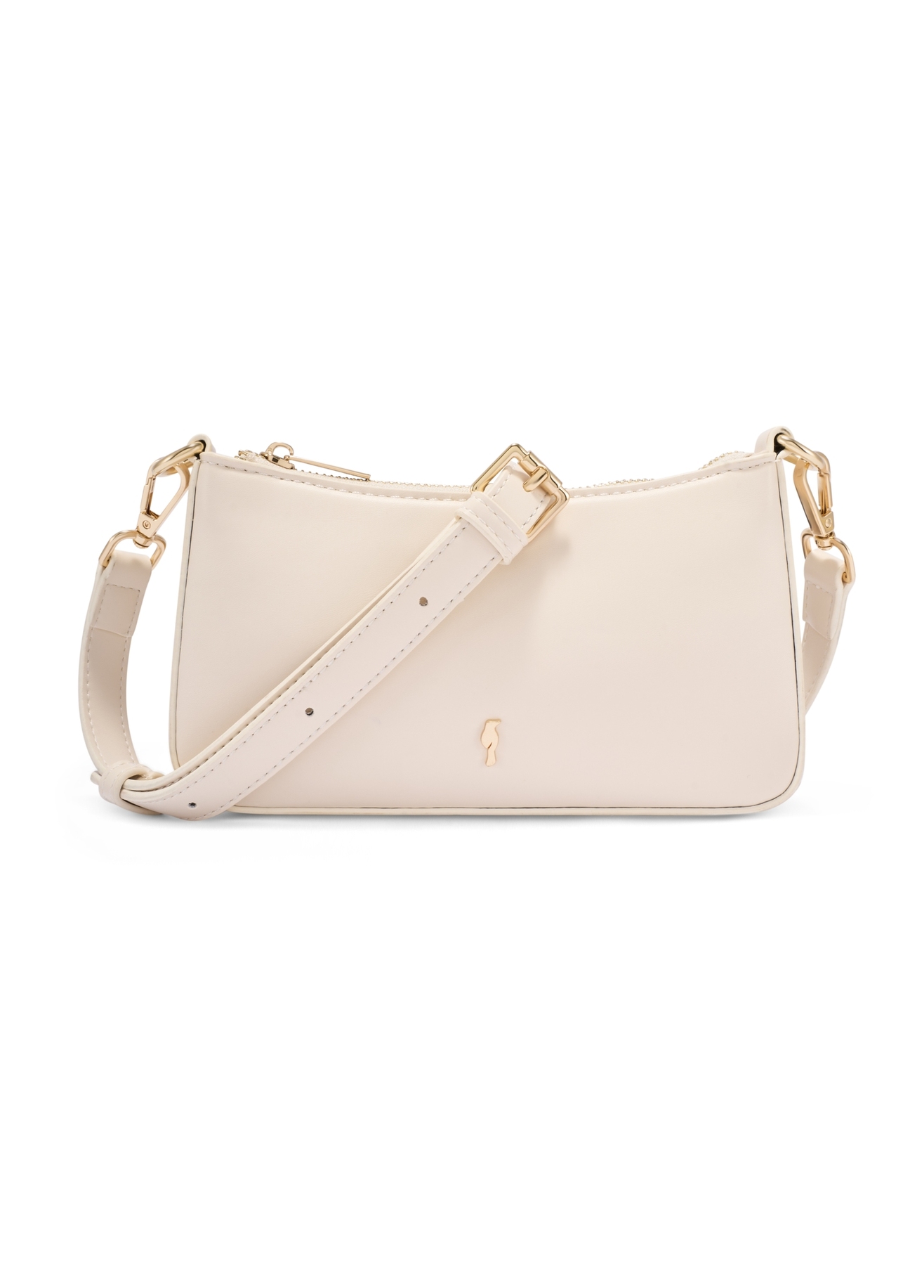 Malá krémová dámska kabelka TOREC-1188-0B(W26) - pohľad spredu na produkt, na bielom pozadí.