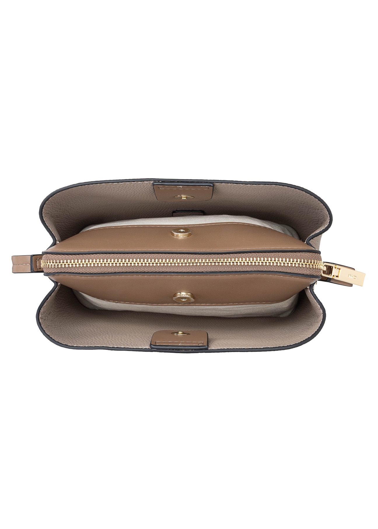 Béžová malá dámska kabelka TOREC-0768-1B(W26), pohľad na produkt vo vnútri na bielom pozadí.