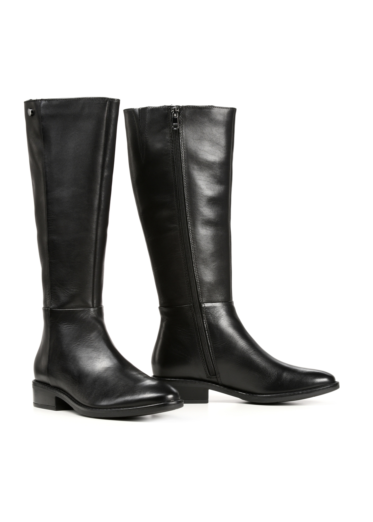 Čierne kožené dámske čižmy BUTYD-1183-99(Z25)