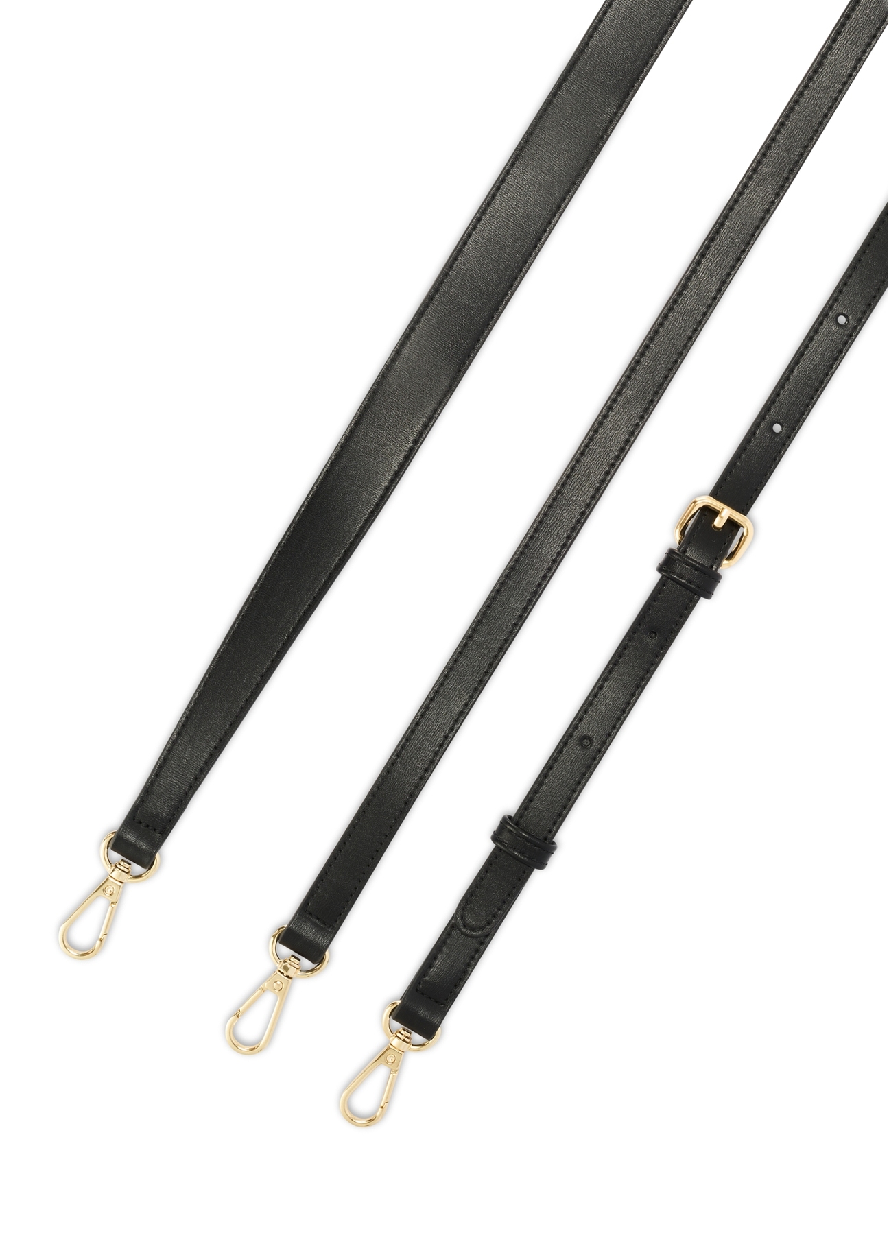 Čierna dámska kabelka z imitácie kože TOREC-1081-99(W26), pohľad na produkt s popruhmi na bielom podklade.