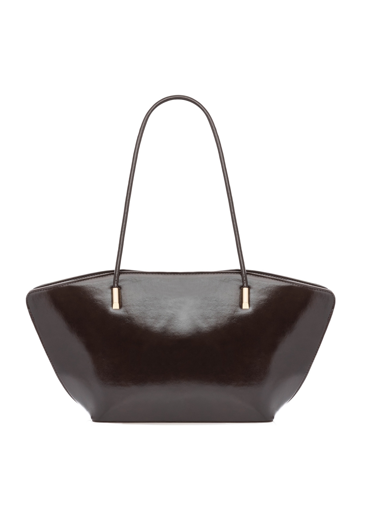 Hnedá dámska kabelka cez rameno TOREC-1237-1I(W26), pohľad na produkt zozadu na bielom pozadí.