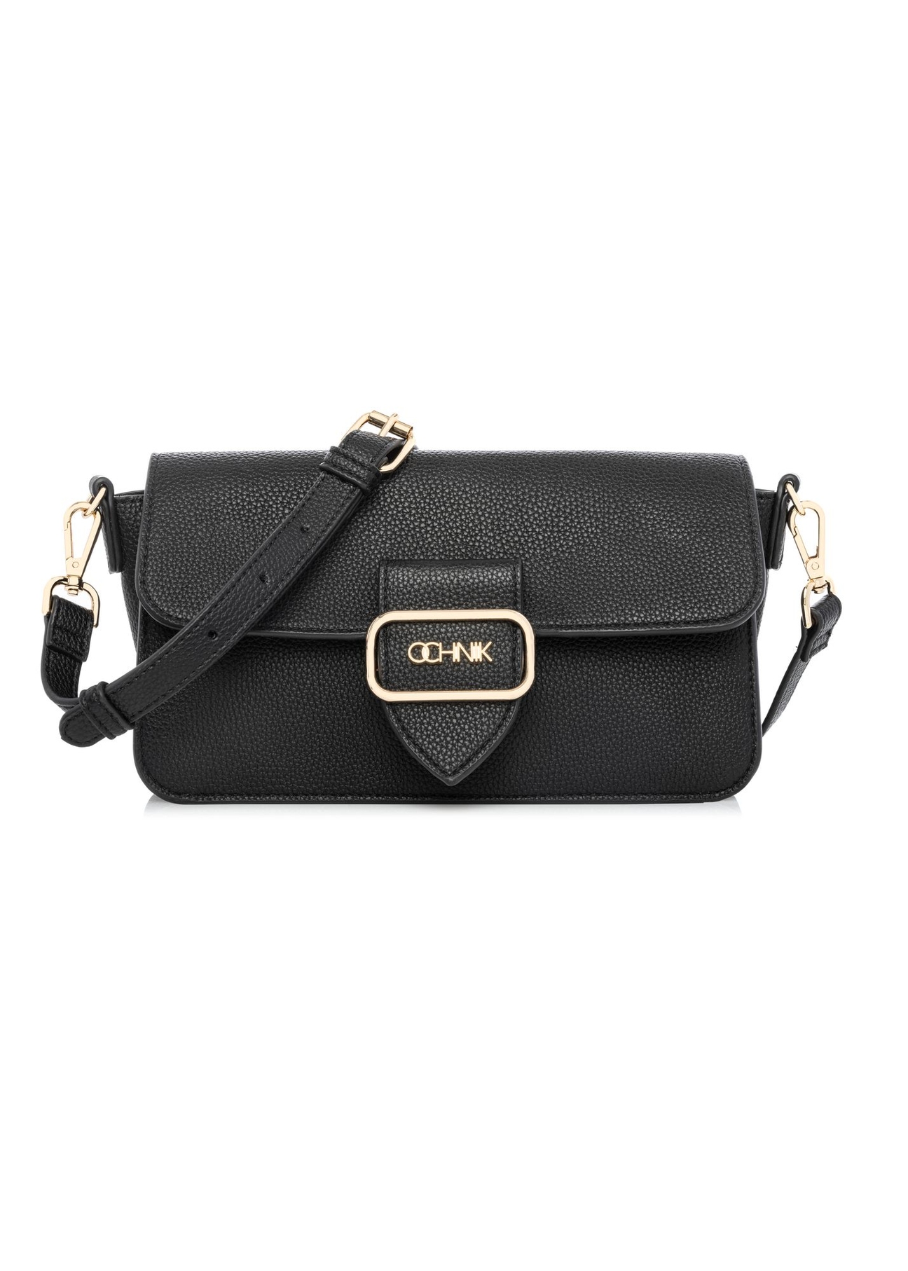 Čierna dámska taška cez rameno TOREC-1120-99(W26) - pohľad spredu na produkt, na bielom pozadí.