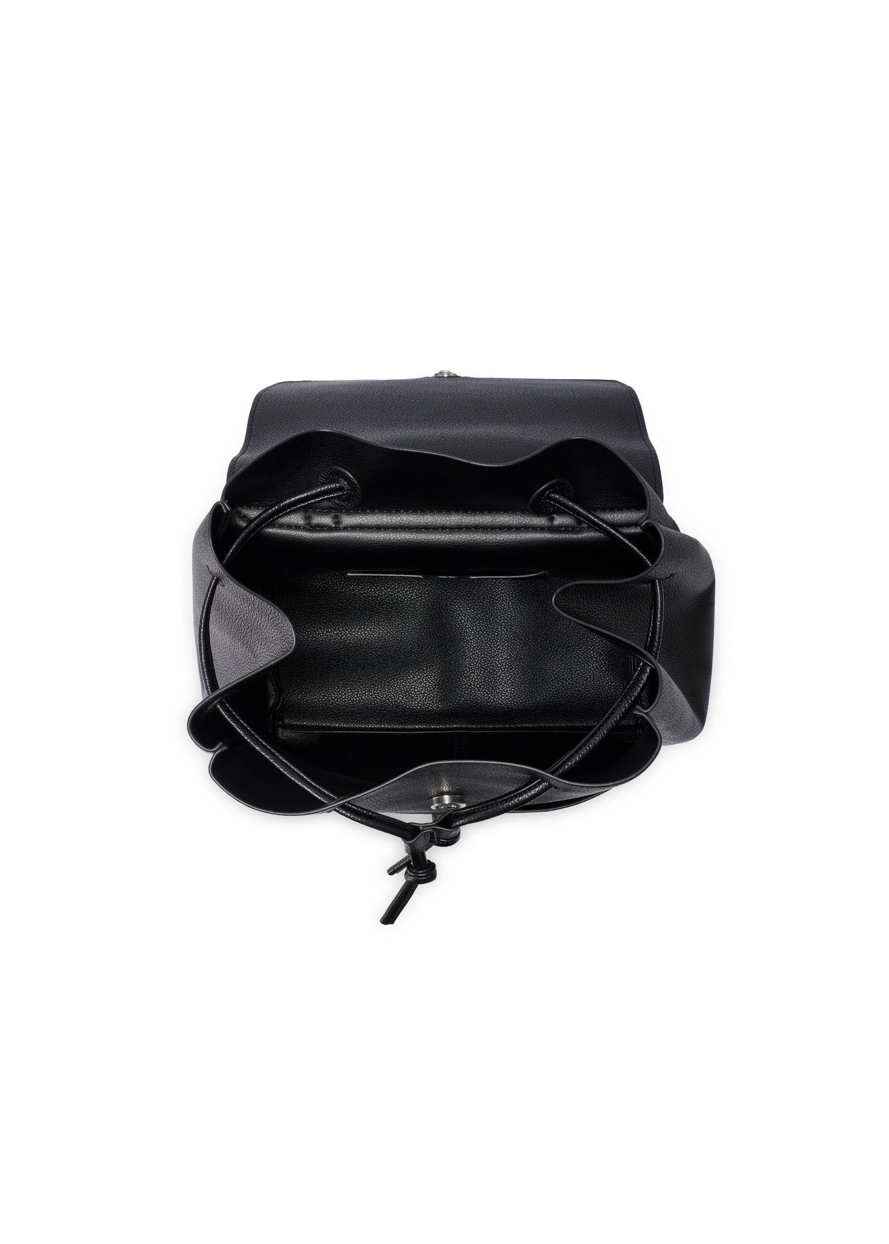 Čierny stredne veľký dámsky batoh TOREC-1132-99(W26) - pohľad na produkt zhora, na bielom pozadí.