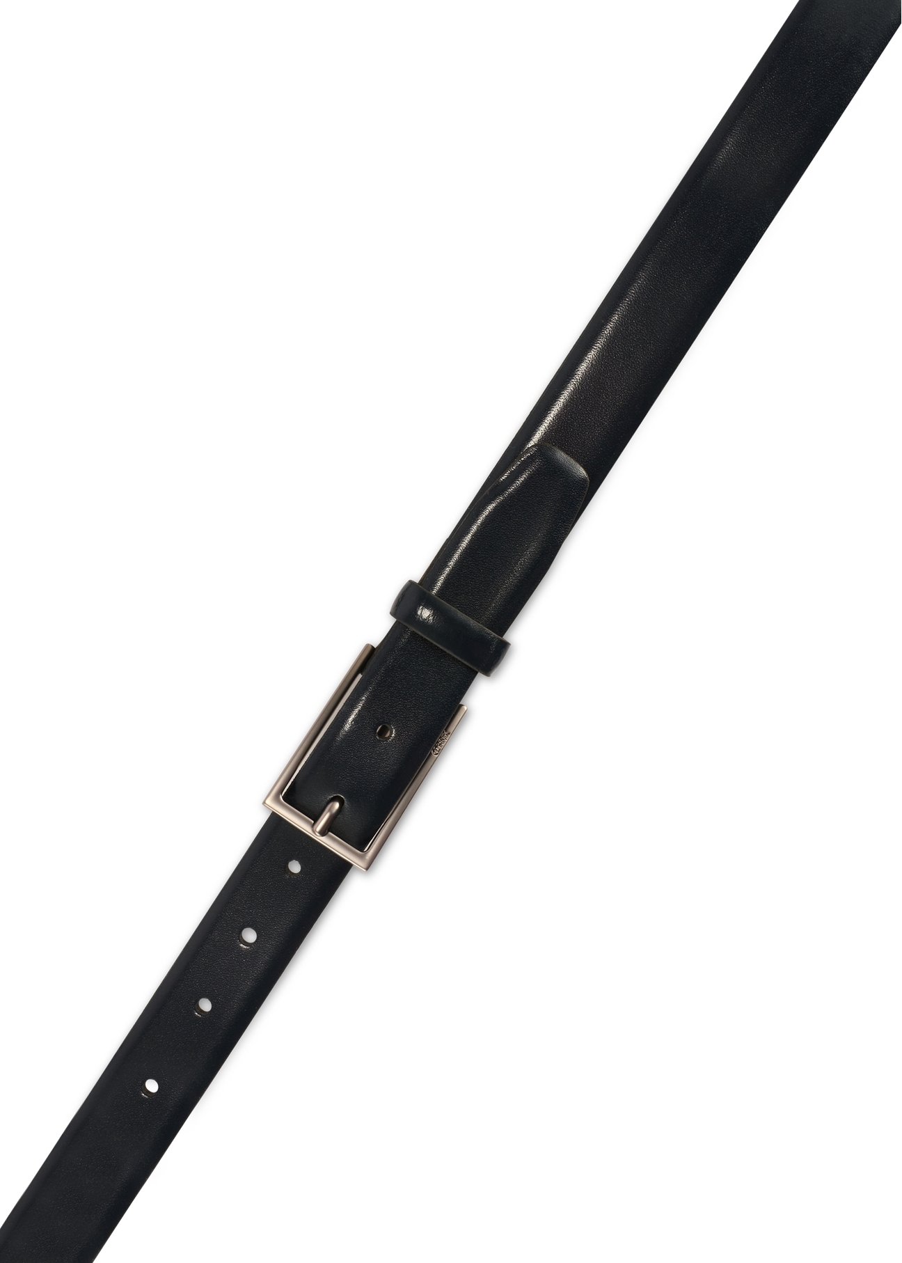 Pánsky kožený opasok v tmavomodrej farbe PASMS-0256-69(Z25), pohľad na pracku produktu na bielom pozadí.