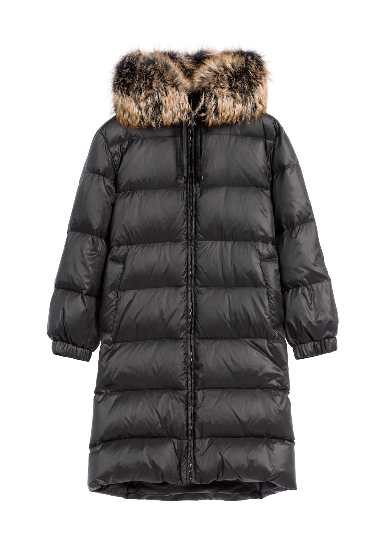 Čierna dámska bunda s prírodnou izoláciou KURDT-0623-99(Z25)