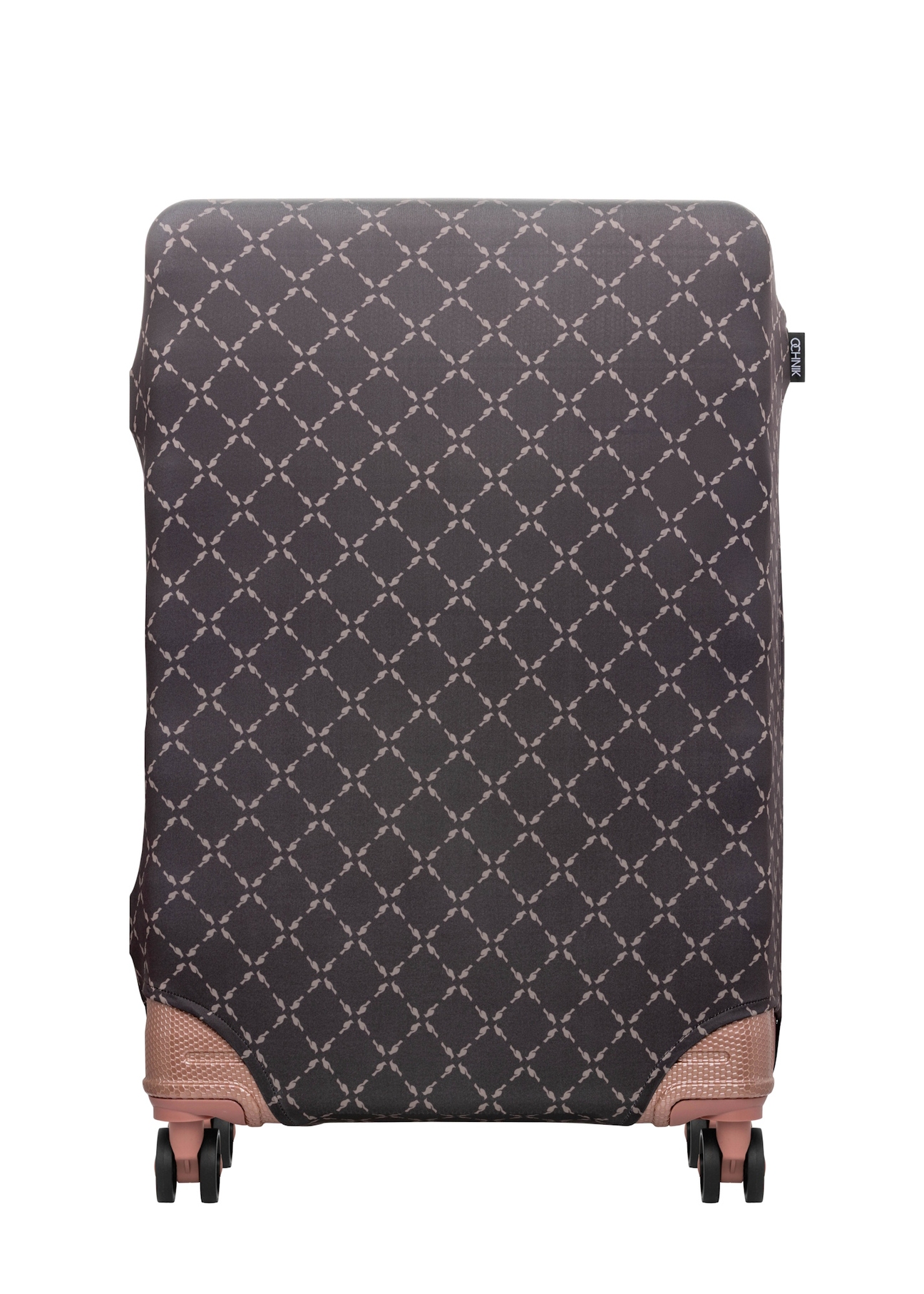 Hnedý obal na veľký kufor AW-013-0006-1P-L(W26), pohľad na produkt spredu na kufri.