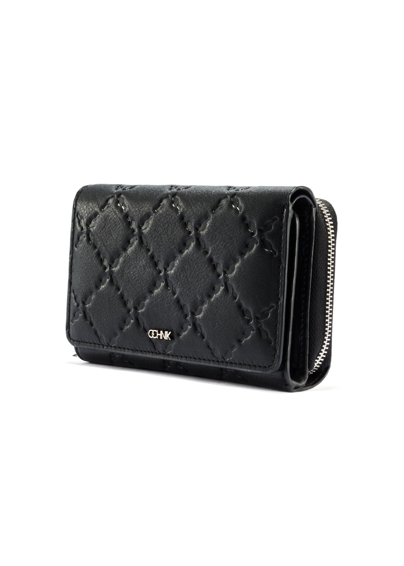 Čierna kožená dámska peňaženka s monogramom PORES-0882A-99(W25)