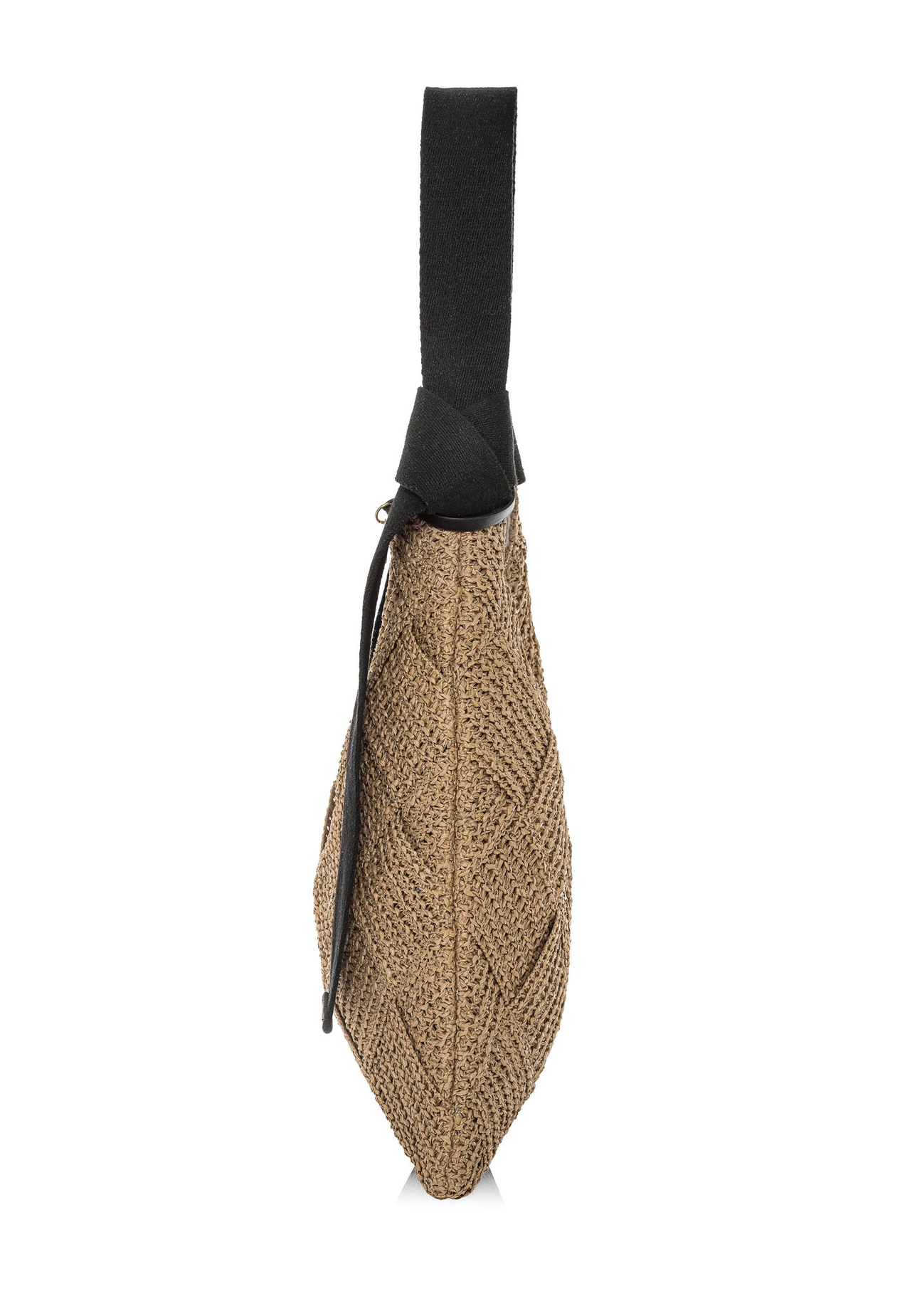 Béžová dámska kabelka z prírodného vlákna TOREC-1039-1E(W26) - bočný pohľad na produkt, na bielom podklade.