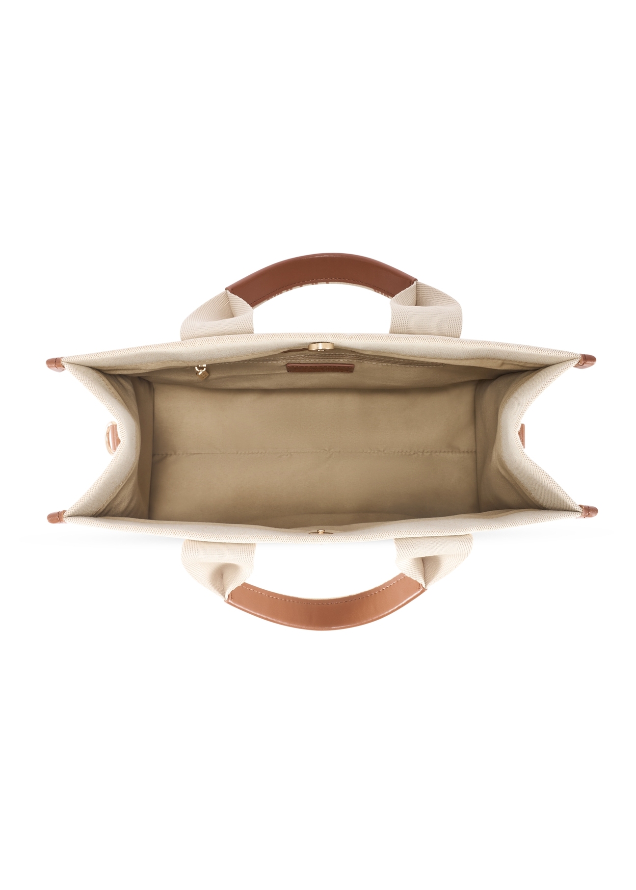 Béžová dámska taška TOREN-0288A-1E(W26), pohľad na produkt vo vnútri na bielom pozadí.