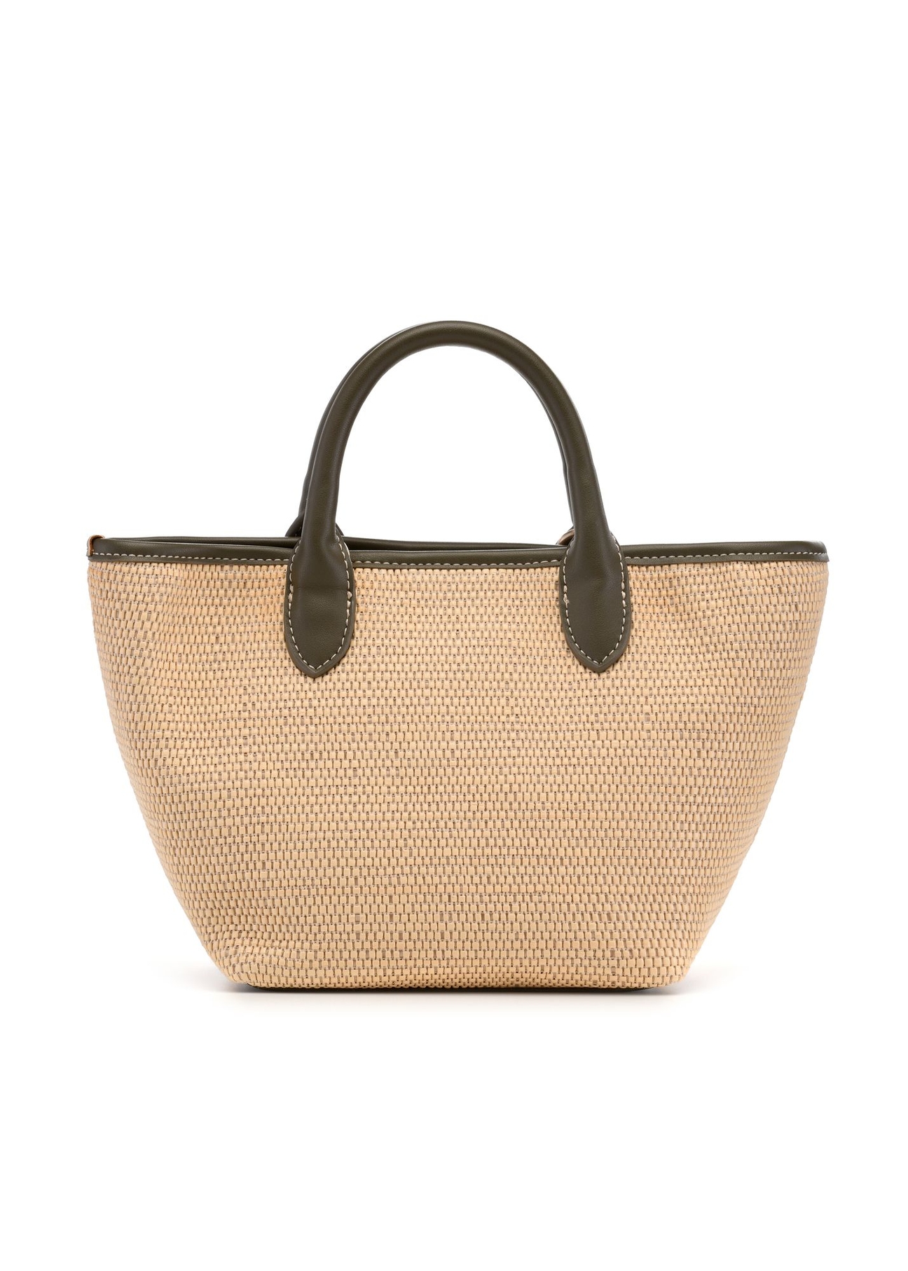 Pletená malá dámska kabelka TOREC-1230-1E(W26) - pohľad na produkt zozadu, na bielom podklade.