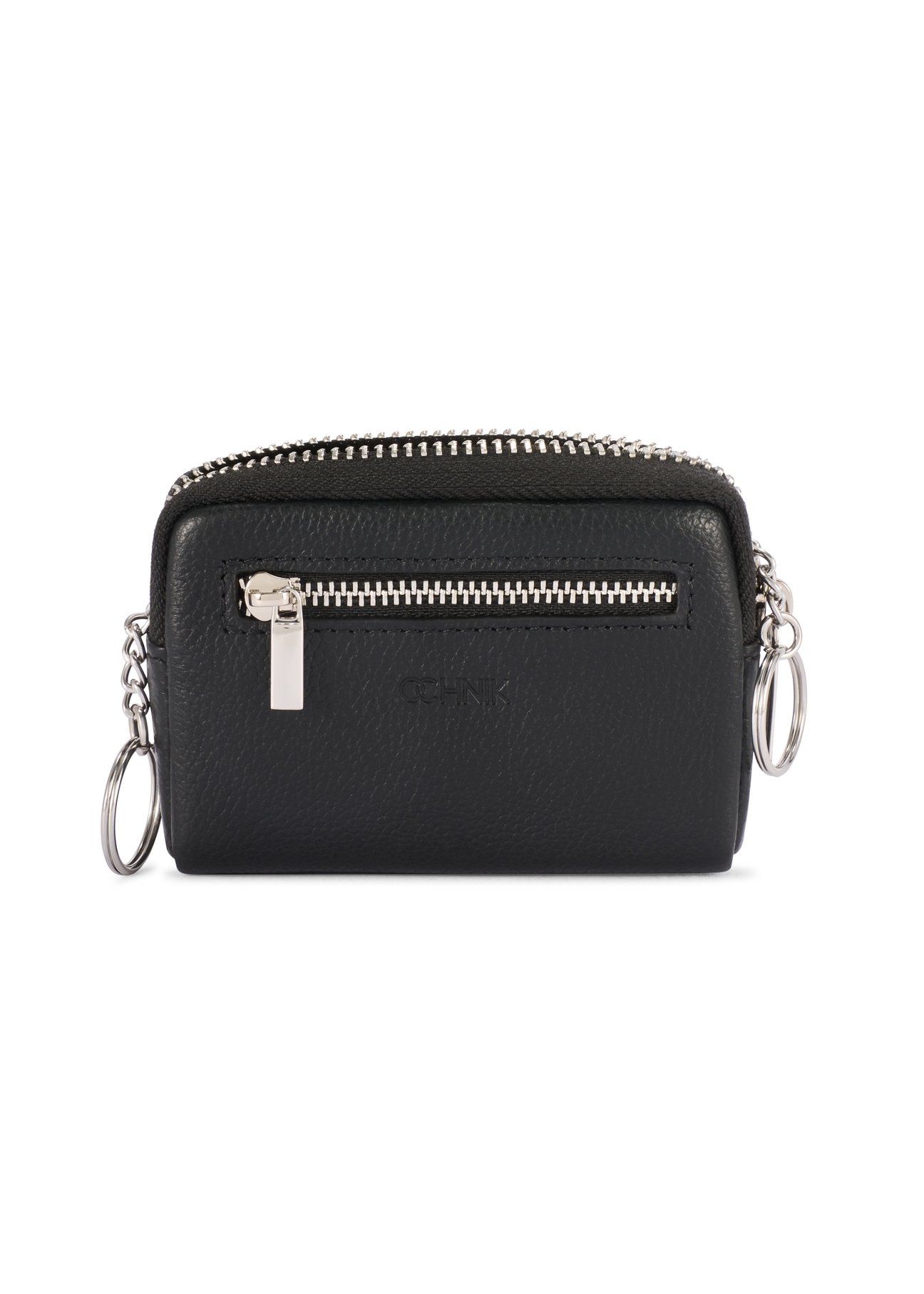 Čierna pánska kožená peňaženka PORMS-0689-9I(W26), pohľad spredu na bielom pozadí.