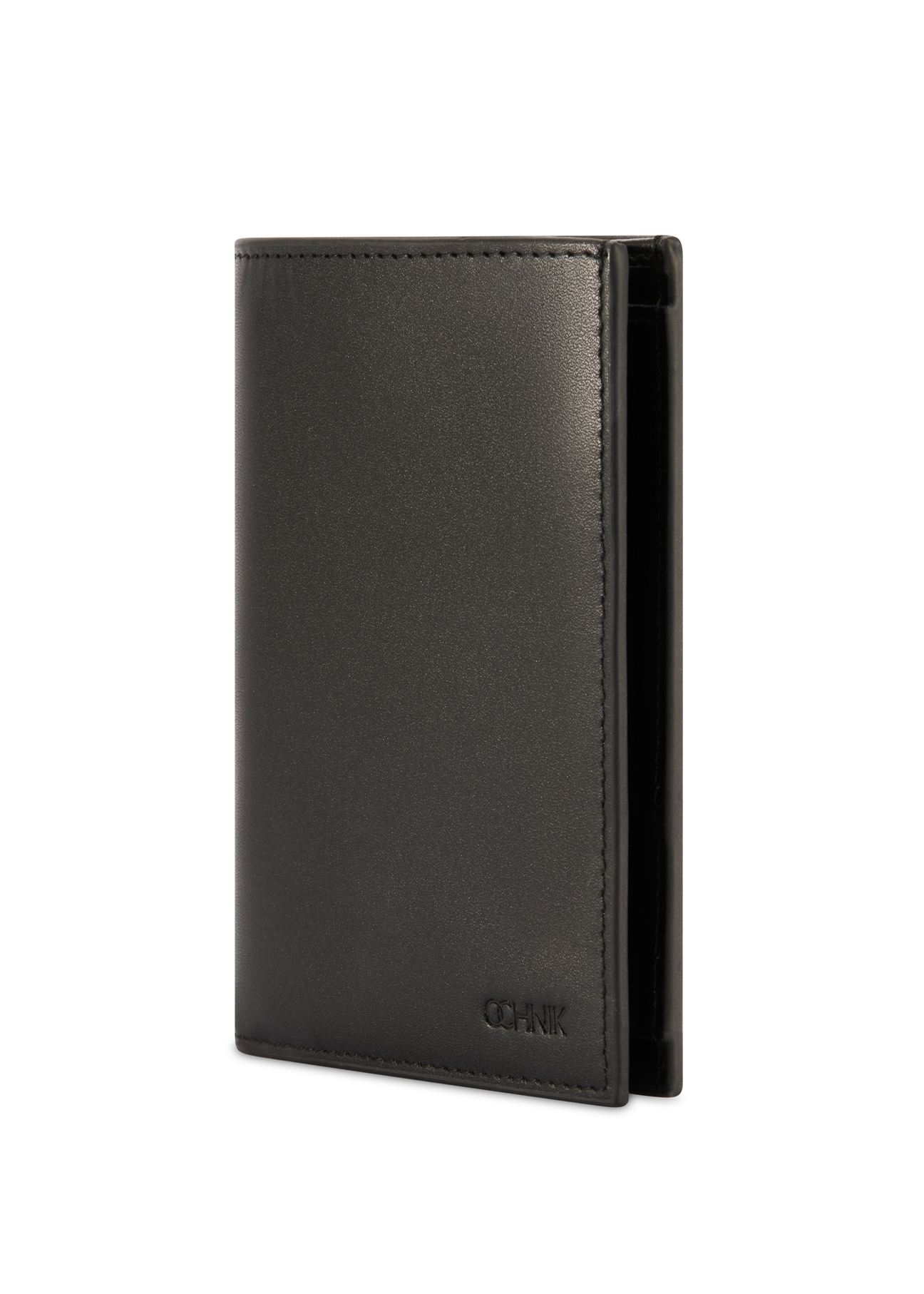 Čierna pánska kožená peňaženka PORMS-0658-99(Z25), diagonálny pohľad na produkt na bielom pozadí.