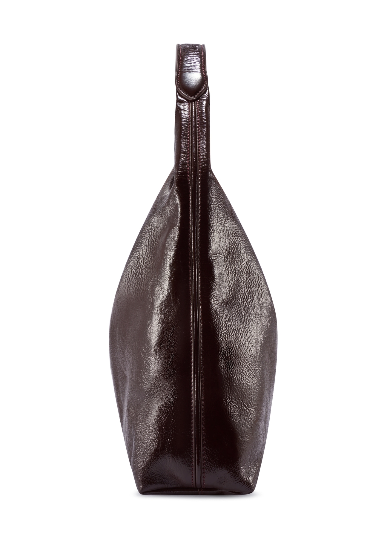 Veľká hnedá kožená dámska kabelka TORES-1179-1I(W26), bočný pohľad na produkt na bielom pozadí.