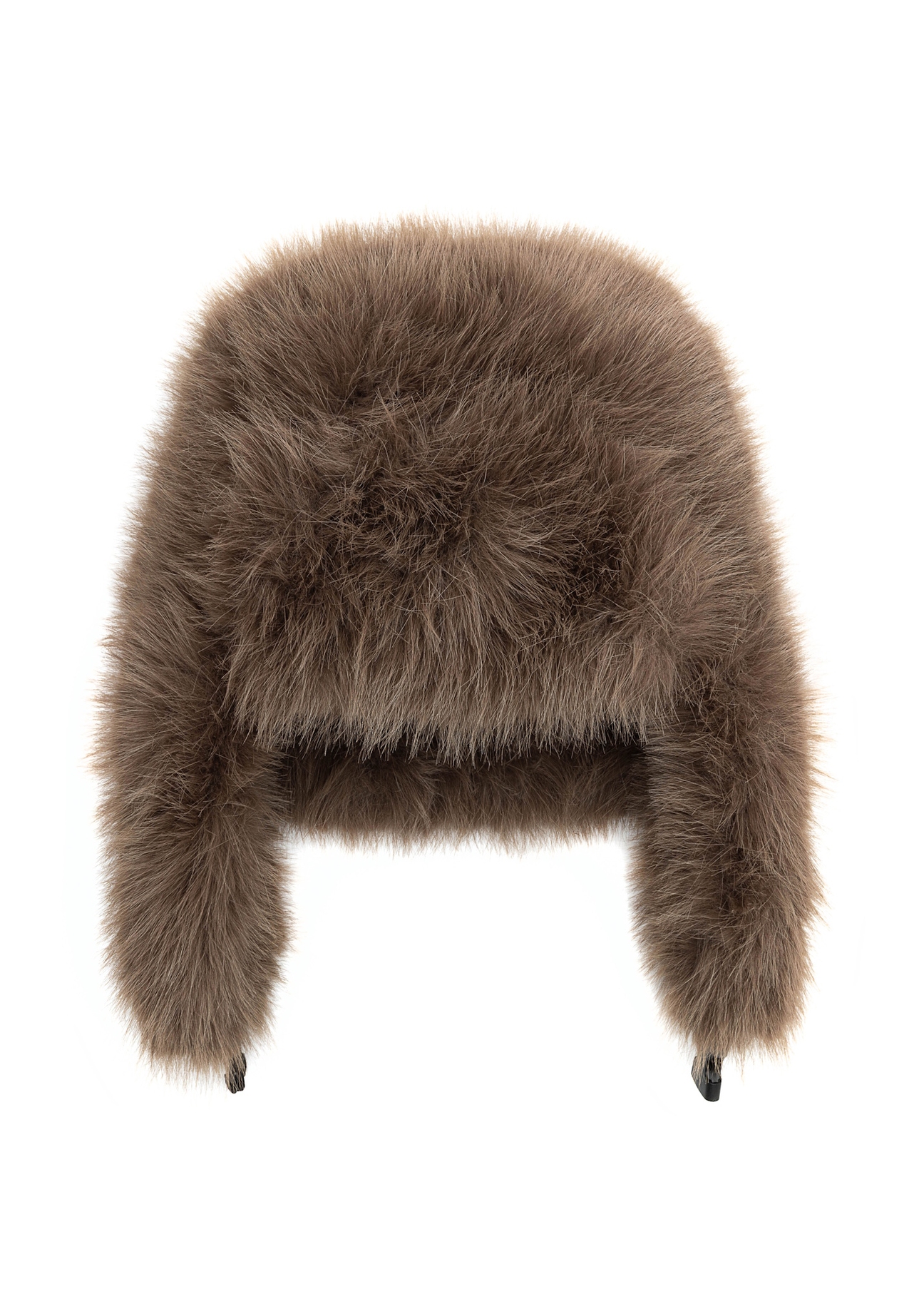 Hnedá dámska čiapka s klapkami na uši CZADF-0047-89(Z25) - pohľad spredu na produkt na bielom pozadí.