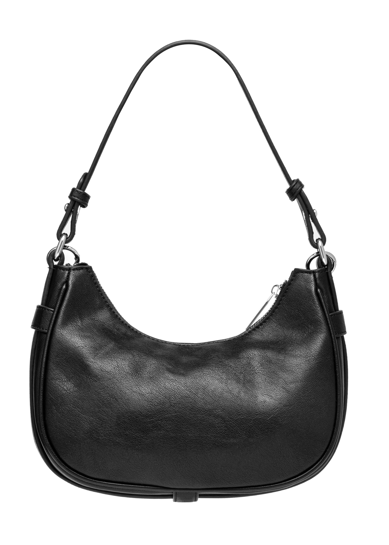 Čierna dámska hobo kabelka s ozdobnými šperkami TOREC-1326-99(Z26), pohľad na produkt zozadu na bielom pozadí.