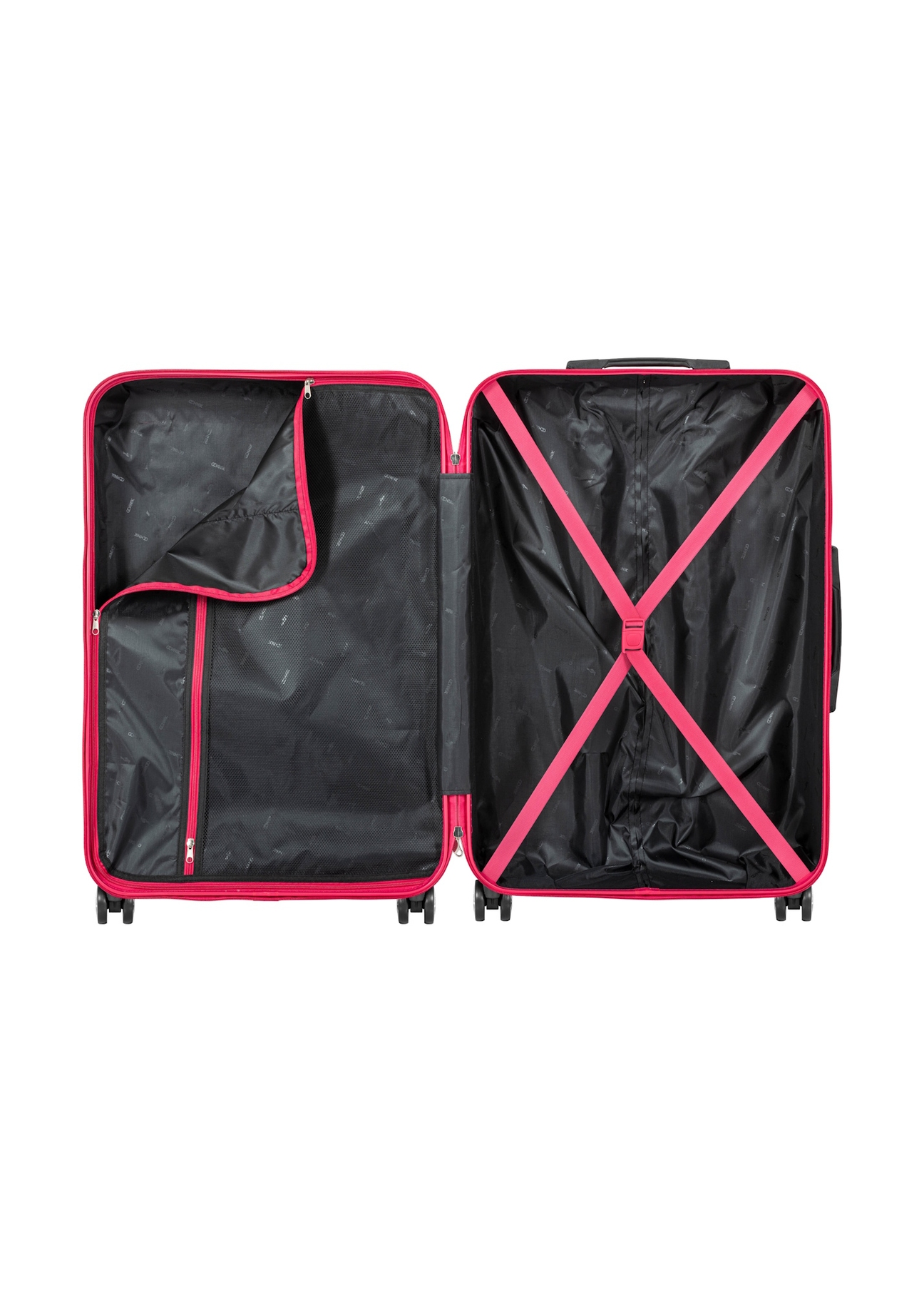 Veľký kufor na kolieskach WALAB-0040-5E-28(W26), pohľad na produkt vo vnútri na bielom pozadí.