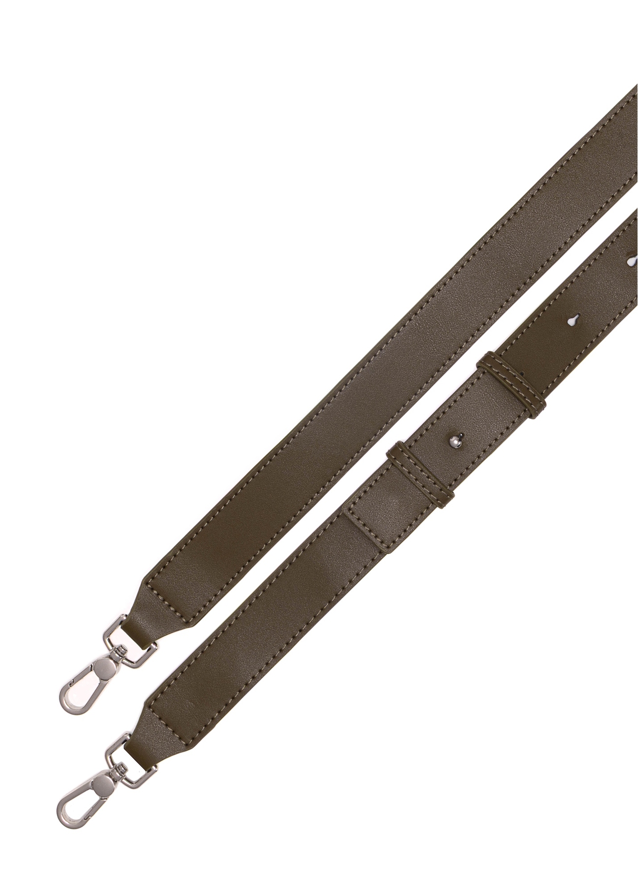 Dámska semišová kabelka v khaki farbe TORES-1192-55(Z25), pohľad na produkt s popruhmi na bielom podklade.