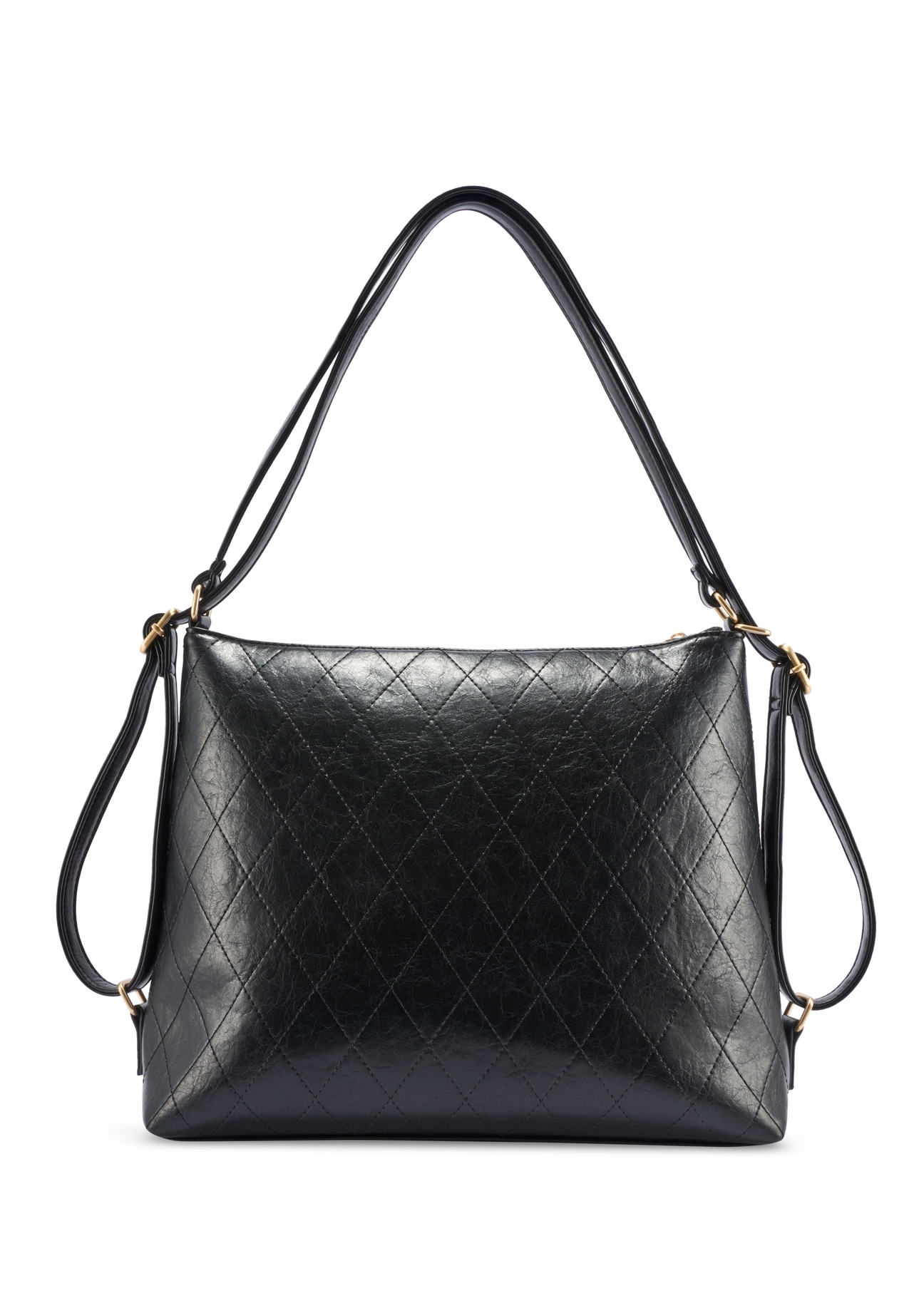 Čierny kožený dámsky opasok PASDS-0342-99(W26) - pohľad na produkt zozadu, na bielom pozadí.