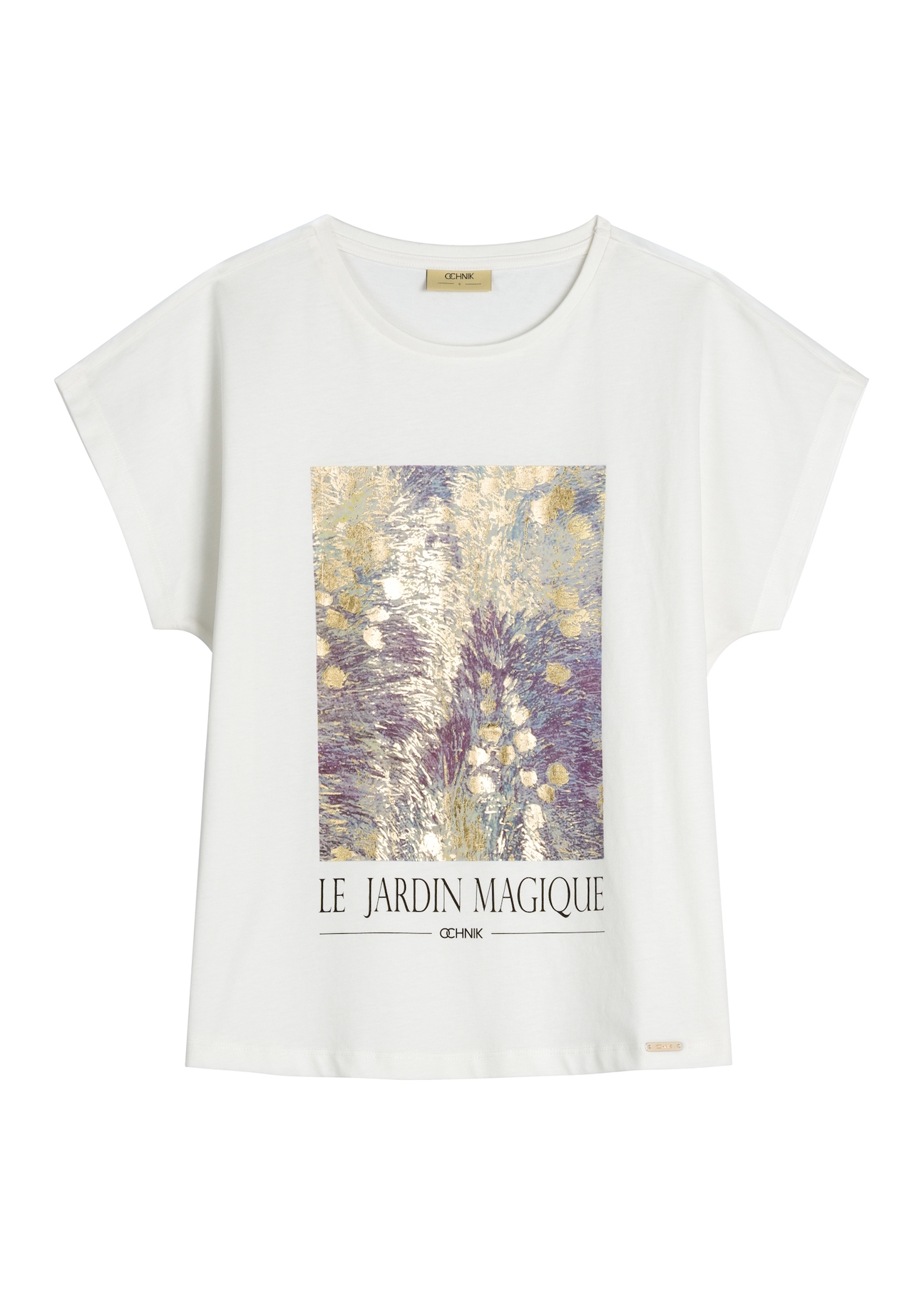 Krémové dámske tričko s potlačou TSHDT-0160-0B(W26)