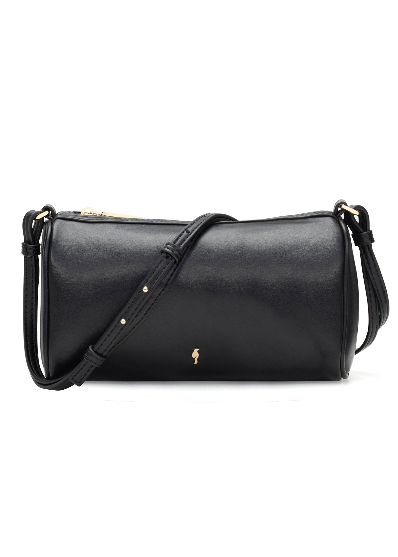 Čierna malá podlhovastá dámska kabelka TOREC-1176-99(W26), pohľad spredu na bielom pozadí.