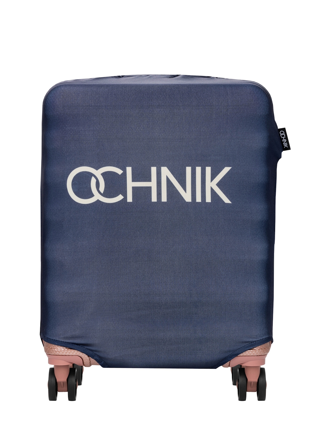 Námornícky modrý obal na malý kufor AW-013-0002-7D-S(W26), pohľad spredu na produkt na kufri.