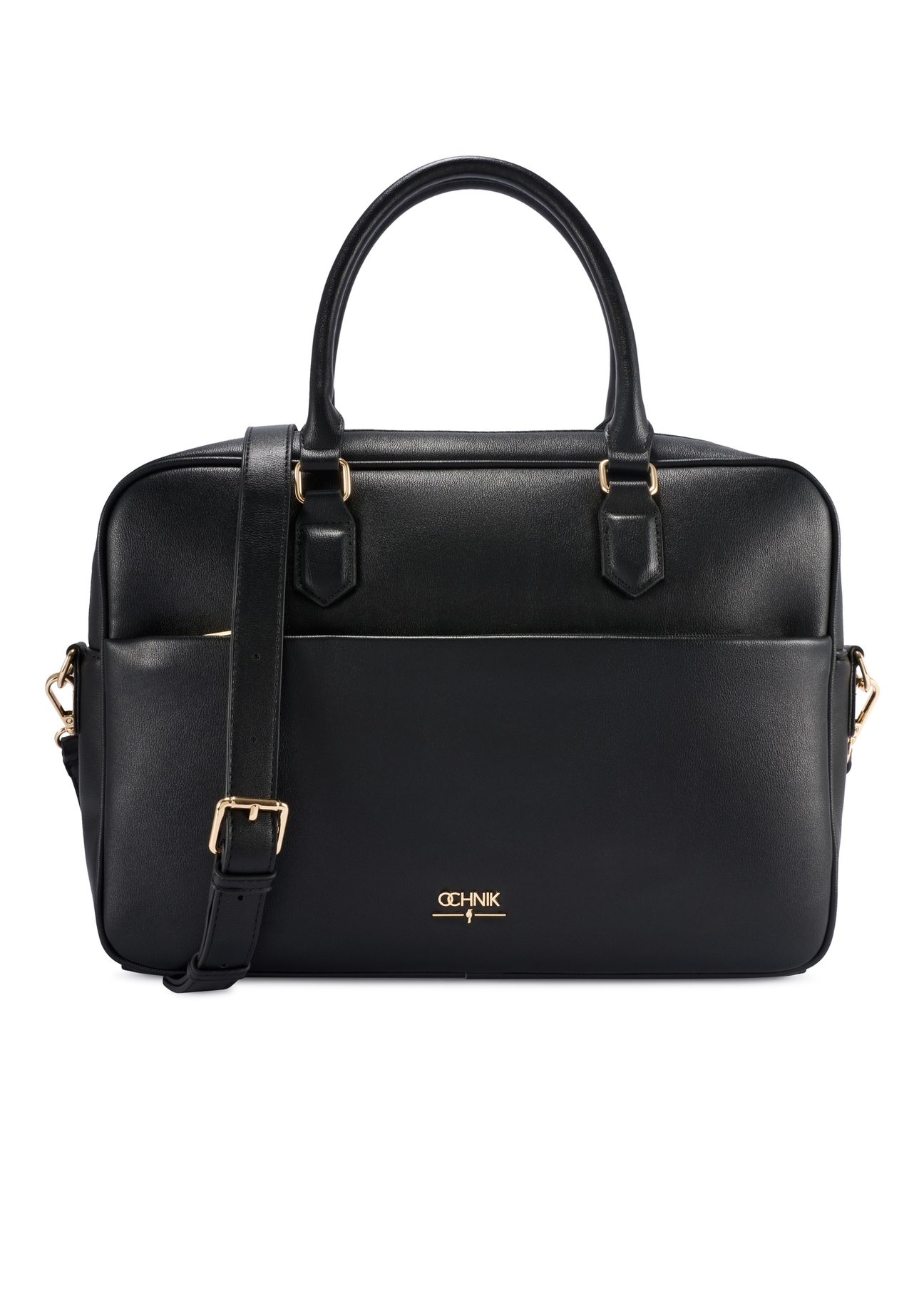 Čierna dámska taška na notebook TOREC-1209-99(W26) - pohľad spredu na produkt, na bielom pozadí.