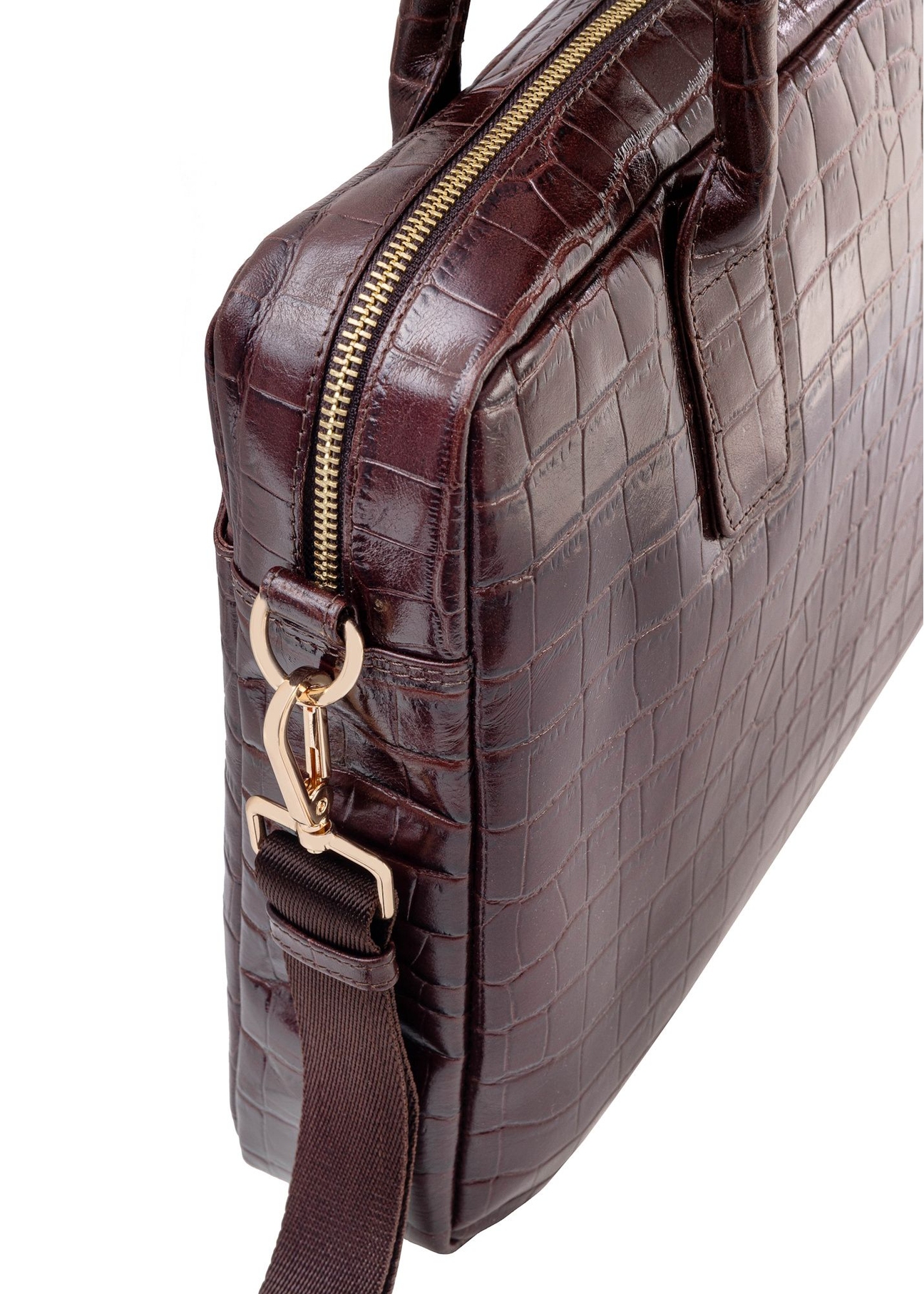 Elegantná dámska kožená kabelka TORES-1128E-89(Z25) s krokodílím vzorom, detailný pohľad na produkt na bielom pozadí.