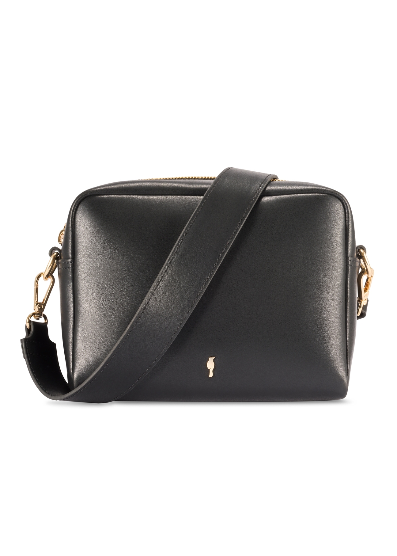 Čierna kožená dámska kabelka TORES-1261-99(W26) - pohľad spredu na produkt, na bielom pozadí.