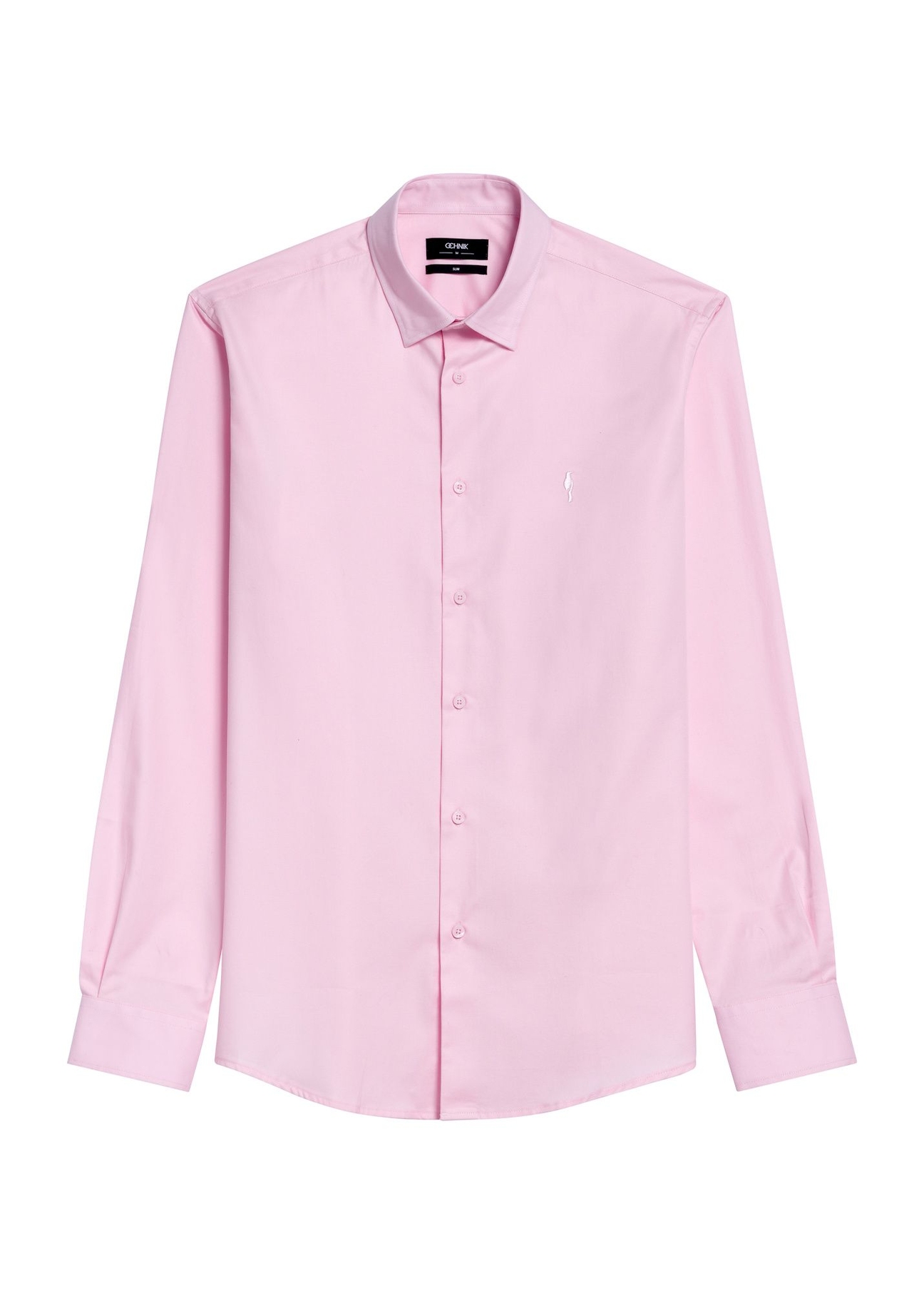 Pánska ružová košeľa KOSMT-0351-34(Z25) - pohľad spredu na produkt na bielom pozadí.