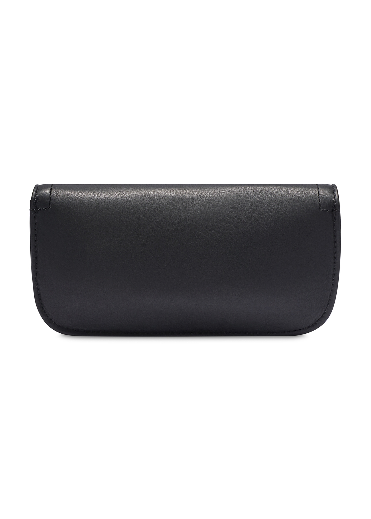 Čierne kožené puzdro PORMS-0698-99(W26), pohľad na produkt zozadu na bielom pozadí.