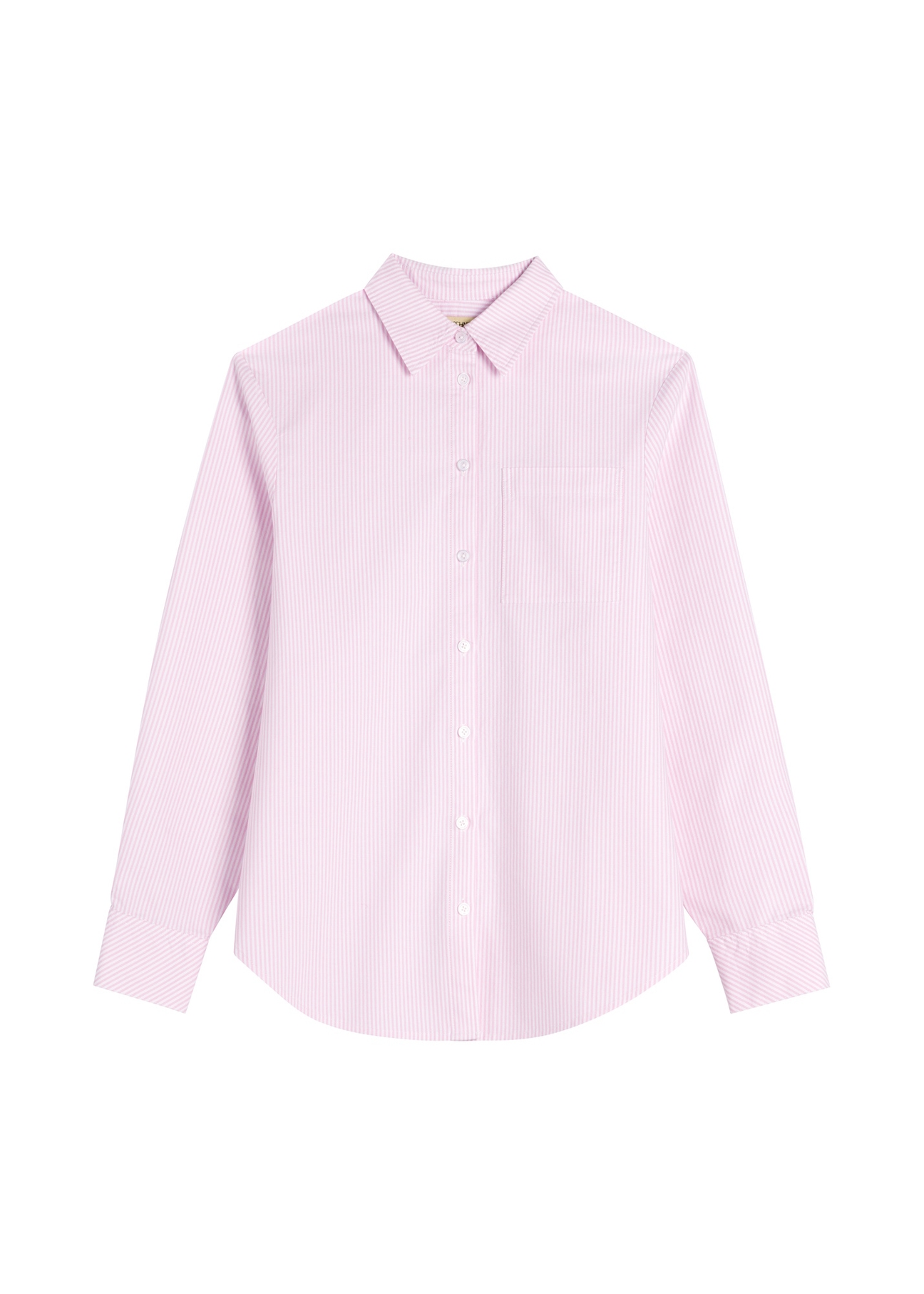 Dámska bavlnená pruhovaná košeľa KOSDT-0184-5B(W26), pohľad spredu na produkt na bielom pozadí.