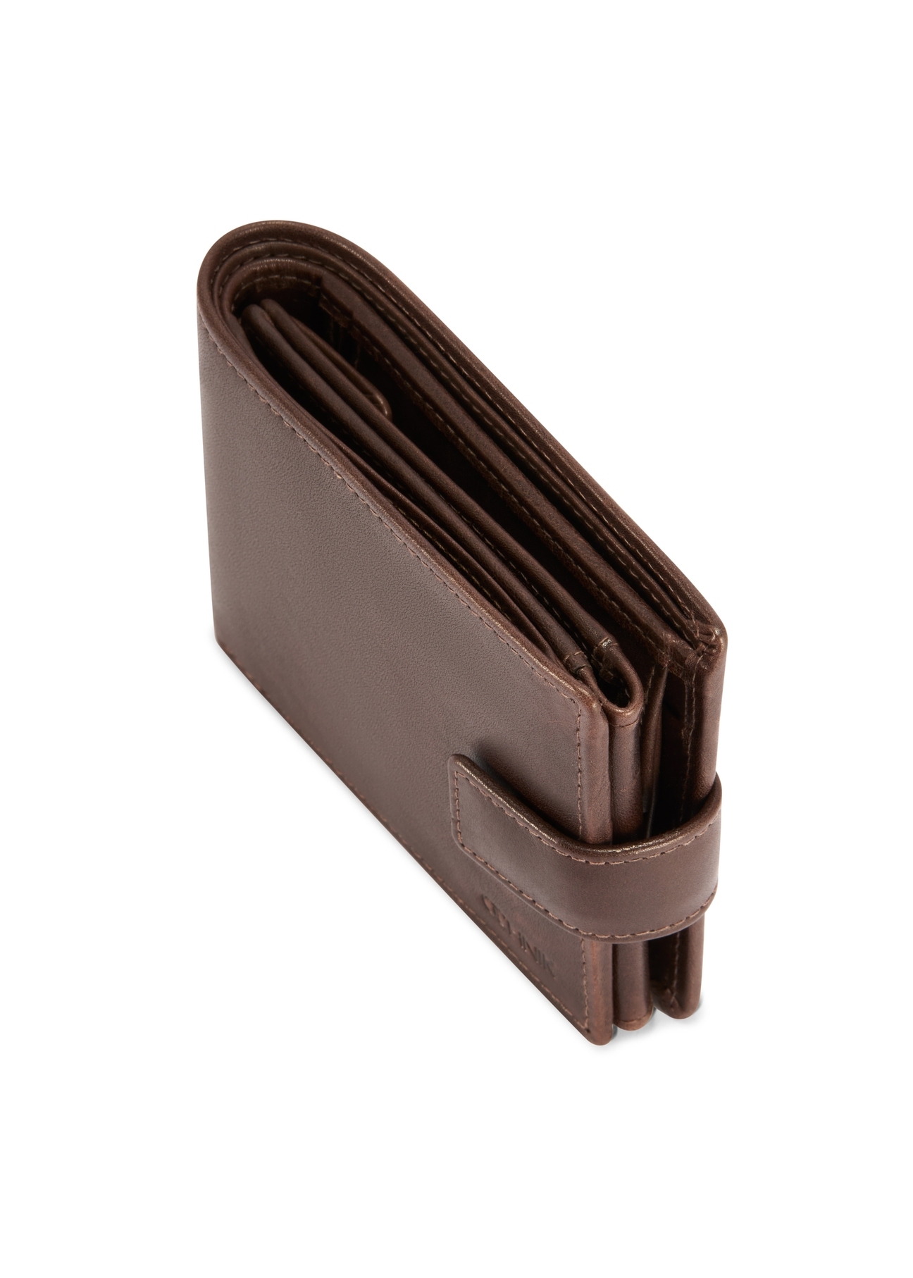 Hnedá pánska kožená peňaženka PORMS-0671-89(Z25), detail produktu, pohľad na bielom pozadí.