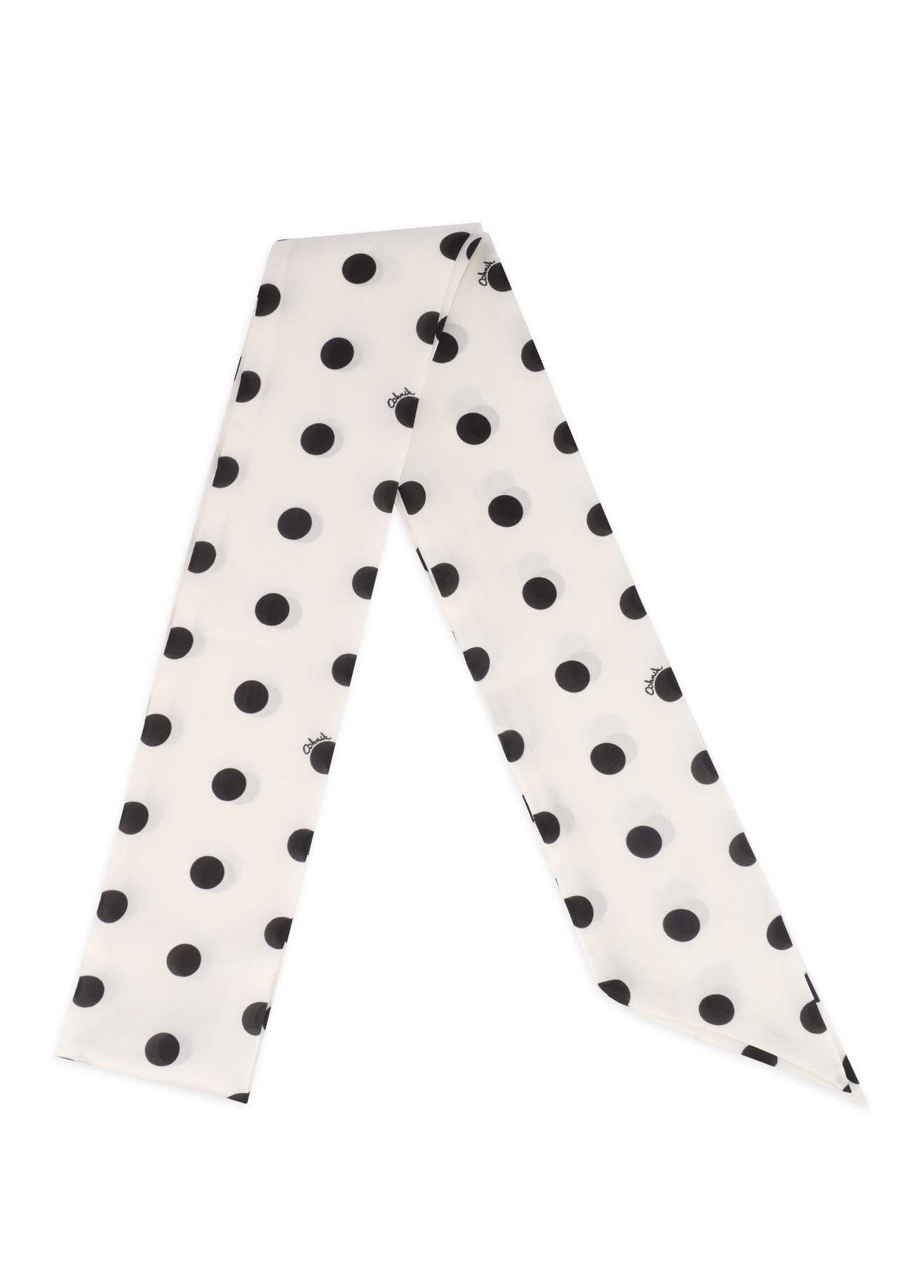 Dámska krémová šatka s bodkami STADT-0187-0P(W26) - Pohľad na produkt spredu na bielom pozadí.