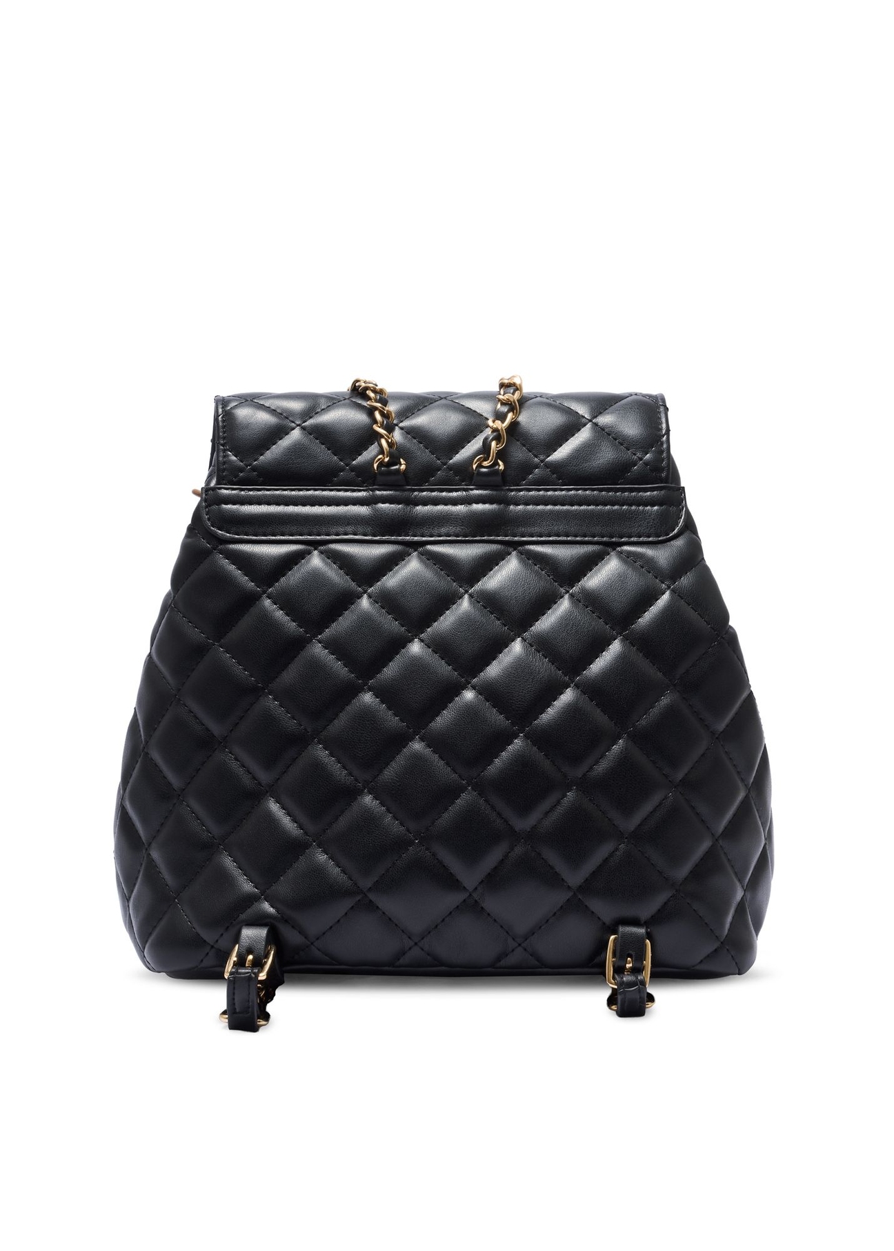 Čierny prešívaný dámsky batoh TOREC-1115-99(W26) - pohľad na produkt zozadu, na bielom pozadí.