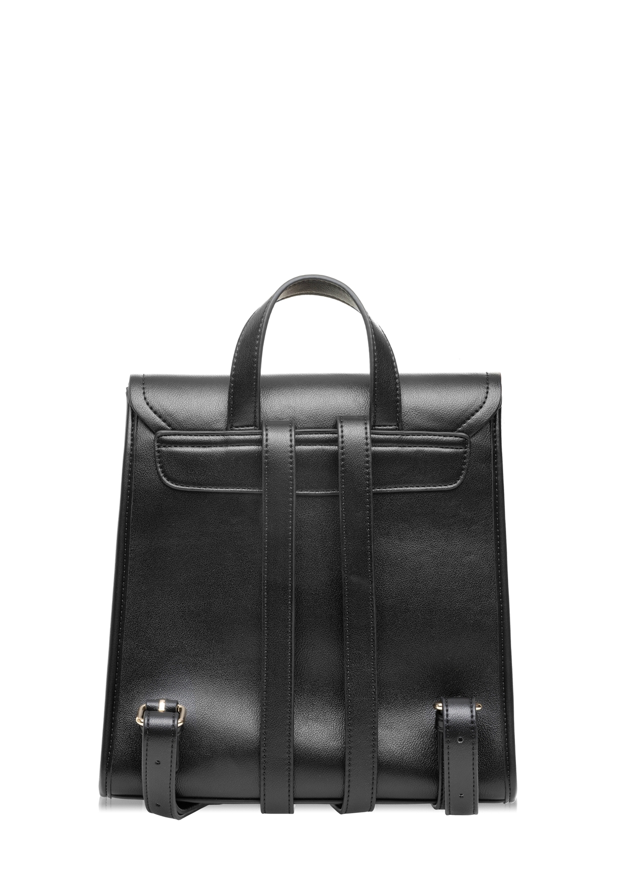 Čierny stredne veľký elegantný dámsky batoh TOREC-0985A-99(Z25), produkt viditeľný zozadu na bielom podklade.