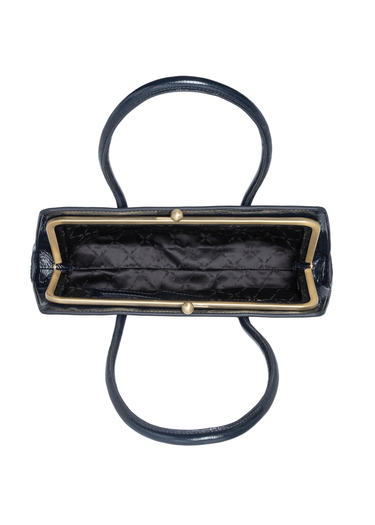 Tmavomodrá malá kožená dámska kabelka TORES-1293-7EW26), pohľad na produkt vo vnútri na bielom pozadí.