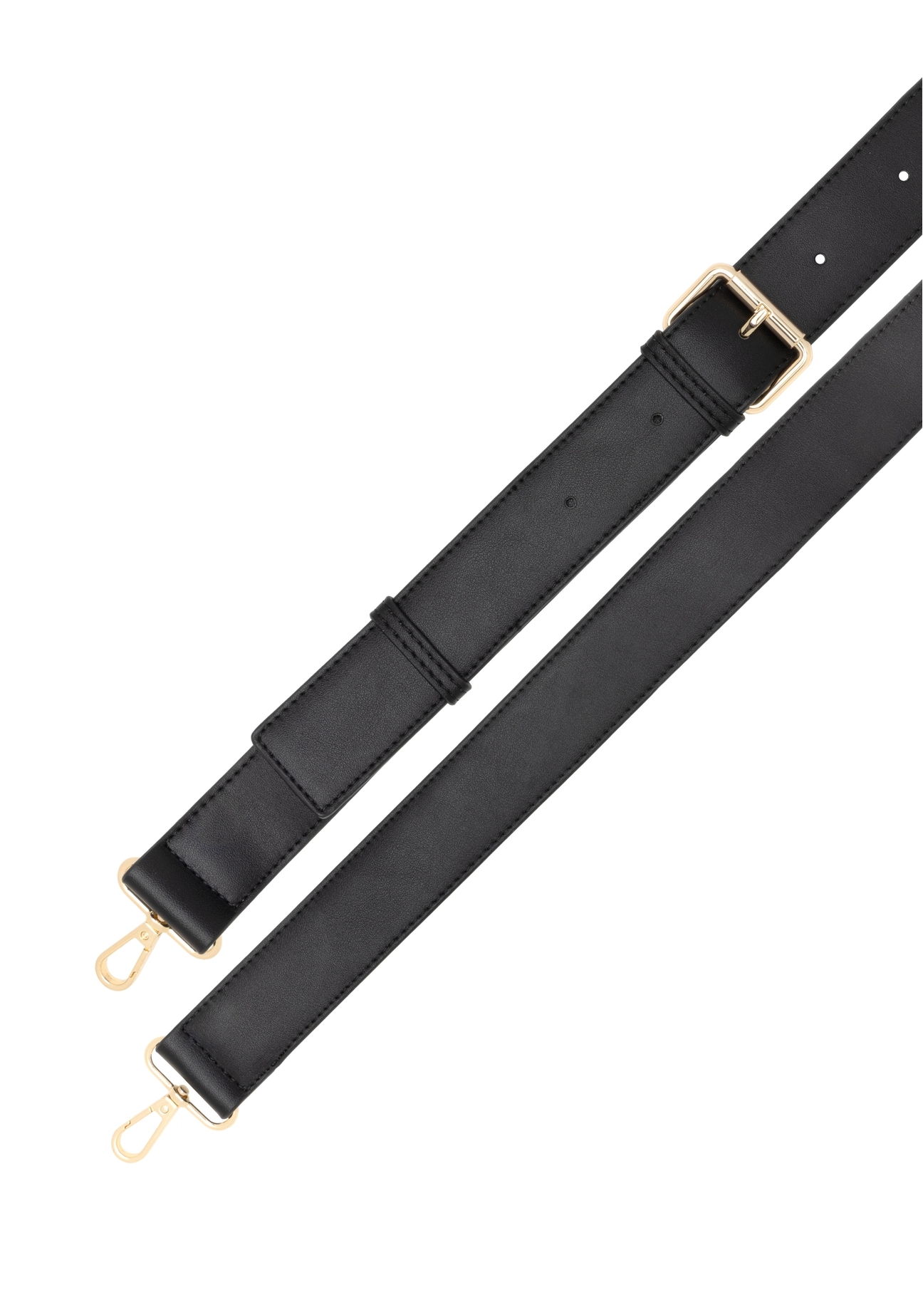 Čierna malá dámska kabelka TOREC-1172-99(W26), pohľad na popruh produktu na bielom pozadí.