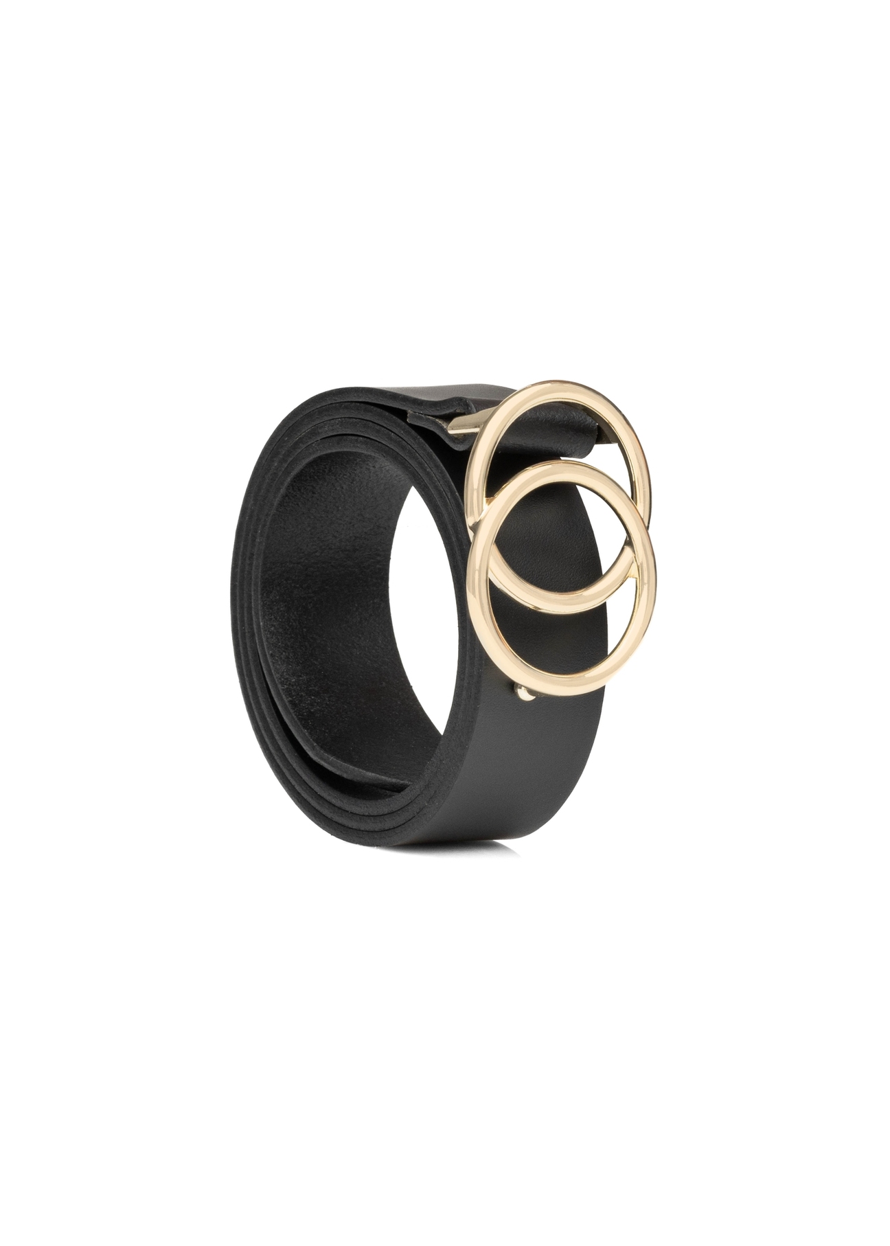 Čierny dámsky opasok s motívom krokodílej kože PASDS-0172E-99(Z25), diagonálny pohľad na produkt na bielom pozadí.