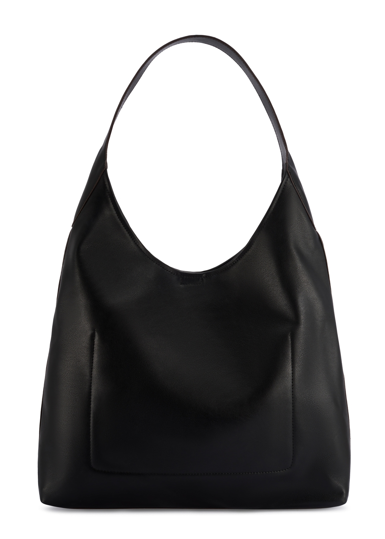 Čierna veľká dámska kabelka TOREC-1199-99(W26) - pohľad na produkt zozadu, na bielom podklade.