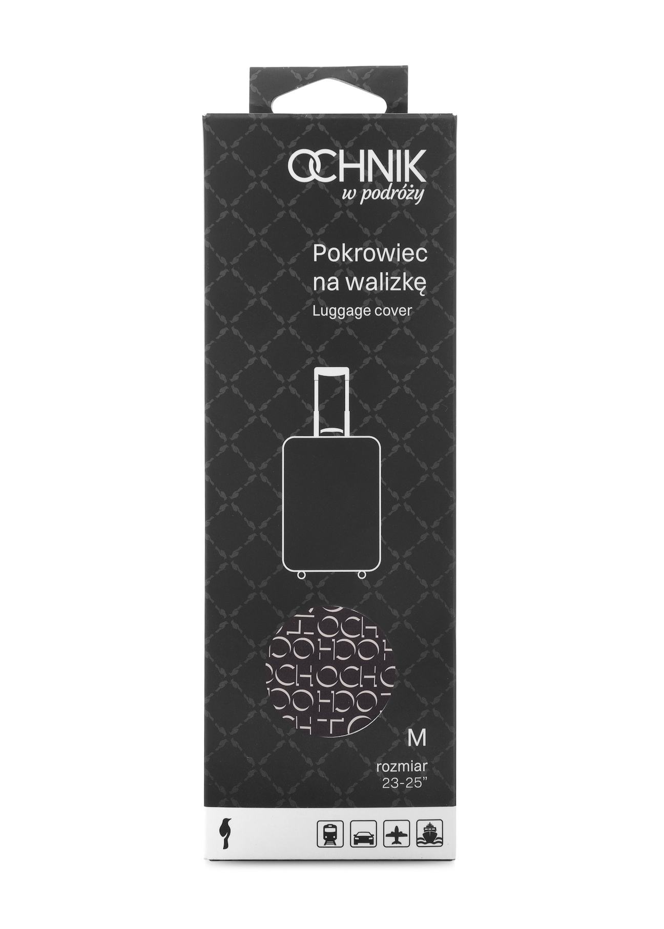 Stredne veľký obal na kufor s monogramom AW-013-0001-98-M(W25), pohľad na produkt v balení na bielom pozadí.