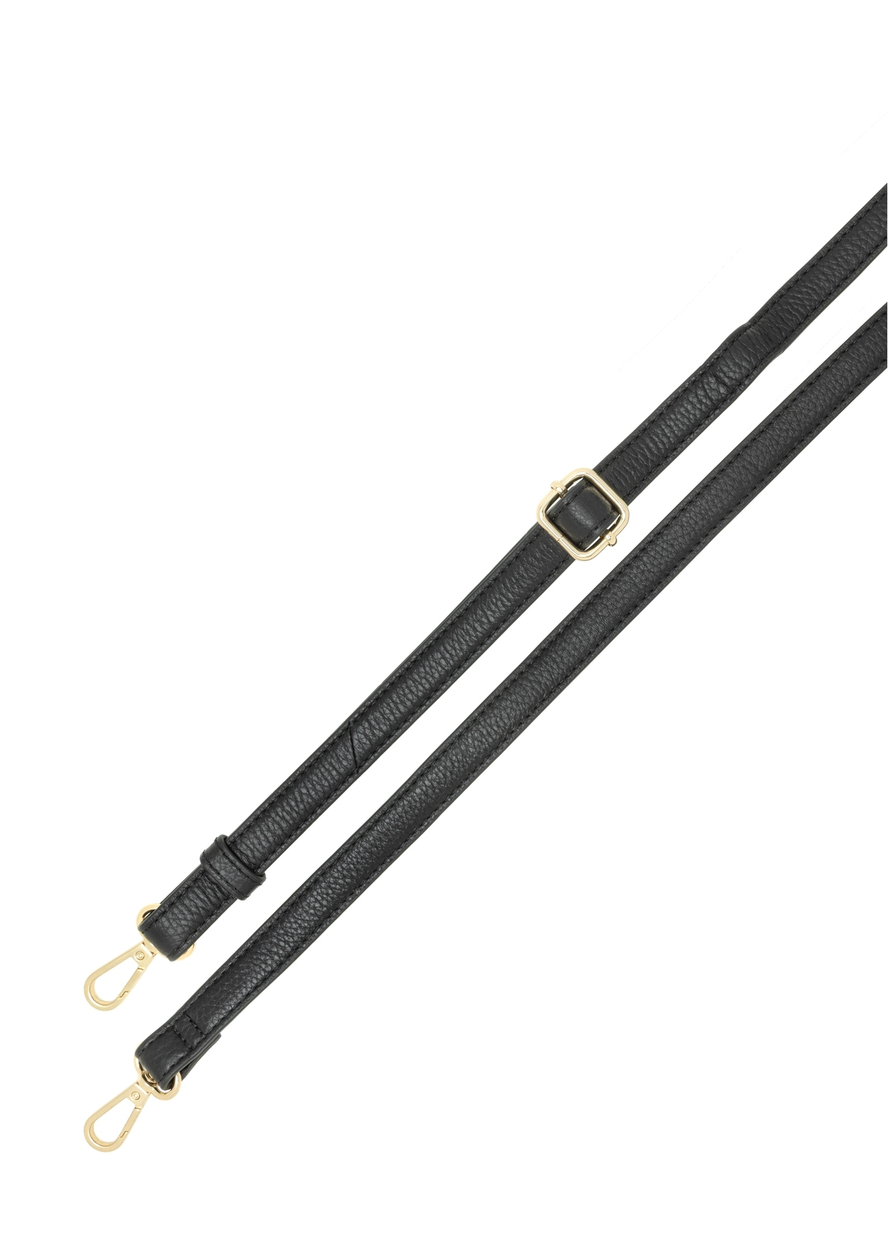 Čierna kožená dámska kabelka strednej veľkosti TORES-1279-9I(W26), detailný záber na popruh produktu, pohľad na bielom pozadí.