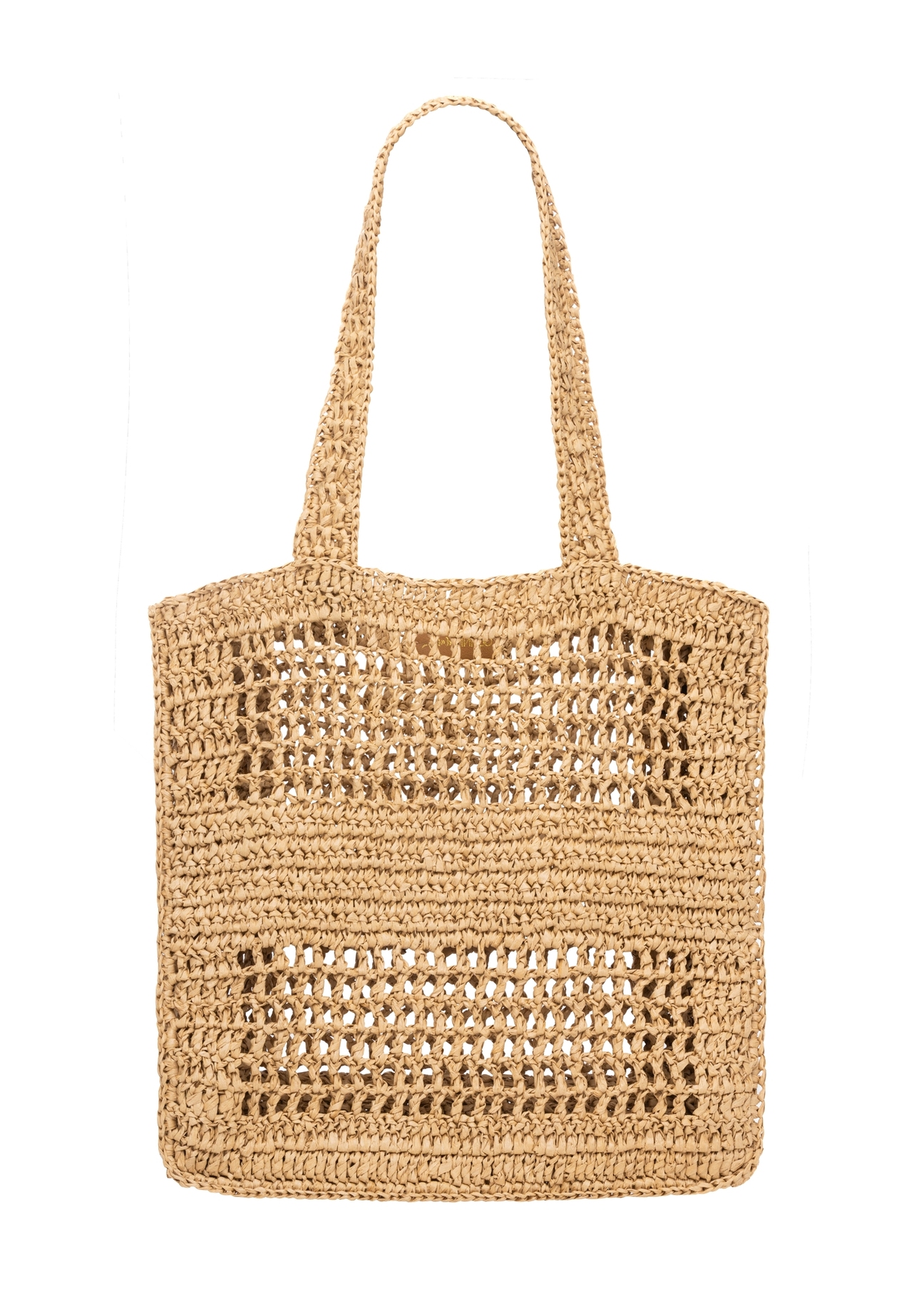 Dámska slamená kabelka v prírodnej béžovej farbe TOREC-1221-1E(W26), pohľad na produkt zozadu na bielom podklade.