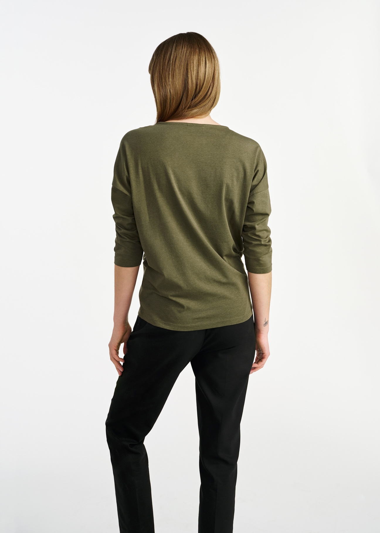 Khaki dámska blúzka BLUDT-0156-55(W25)-03