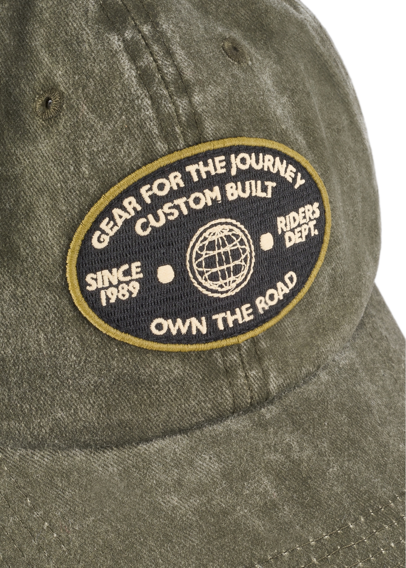 Khaki unisex baseballová šiltovka CZALT-0019-8D(W26) - detailný záber, na bielom pozadí.